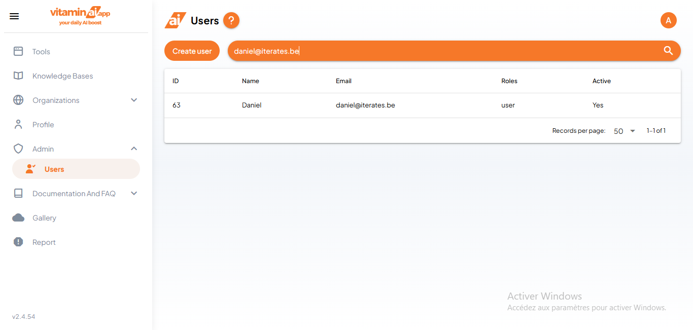 You can search for a specific user in the search field