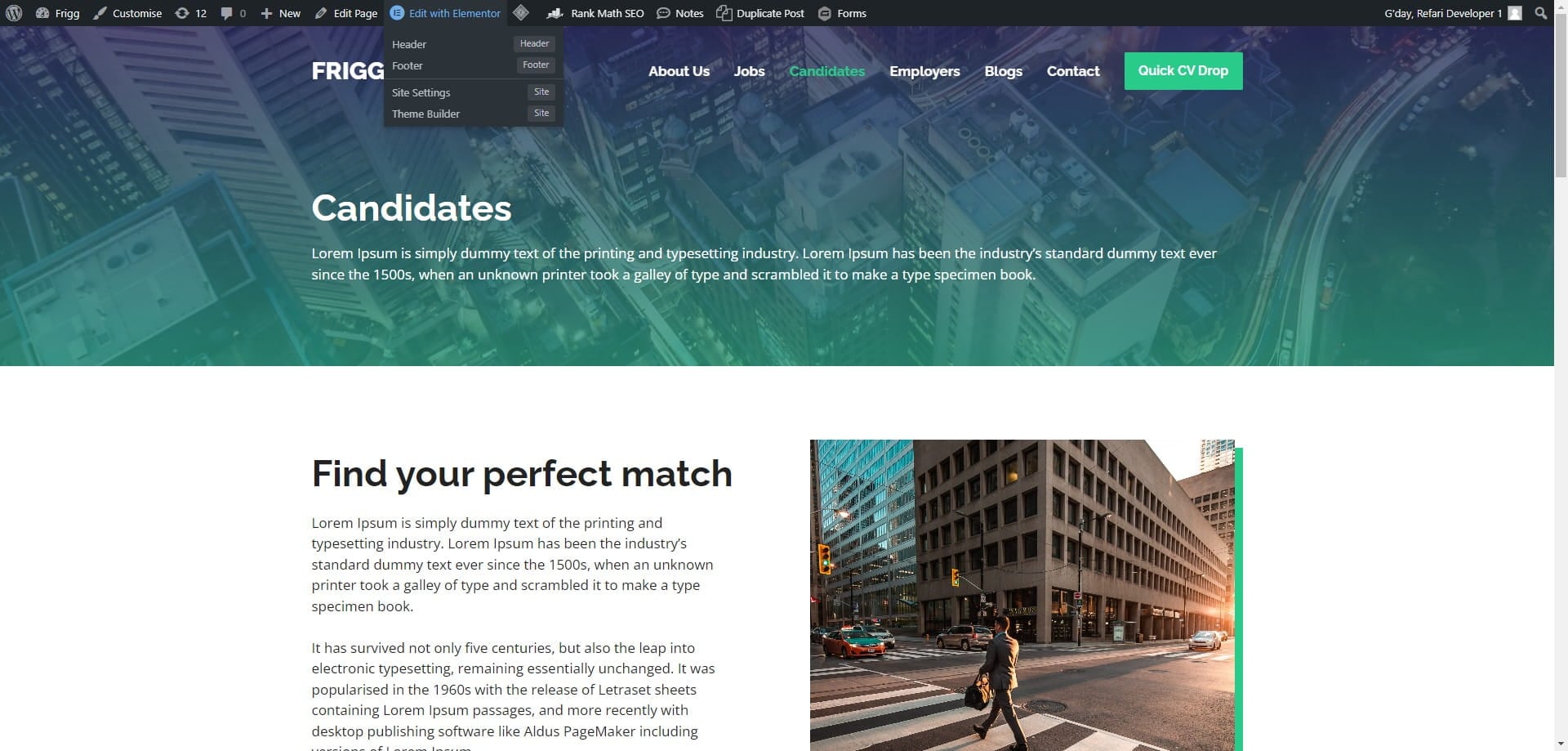 **Step 1**: On the page where you want to edit, navigate on **Wordpress Top bar** and Click on "**Edit with Elementor**" to enter the editor view.
