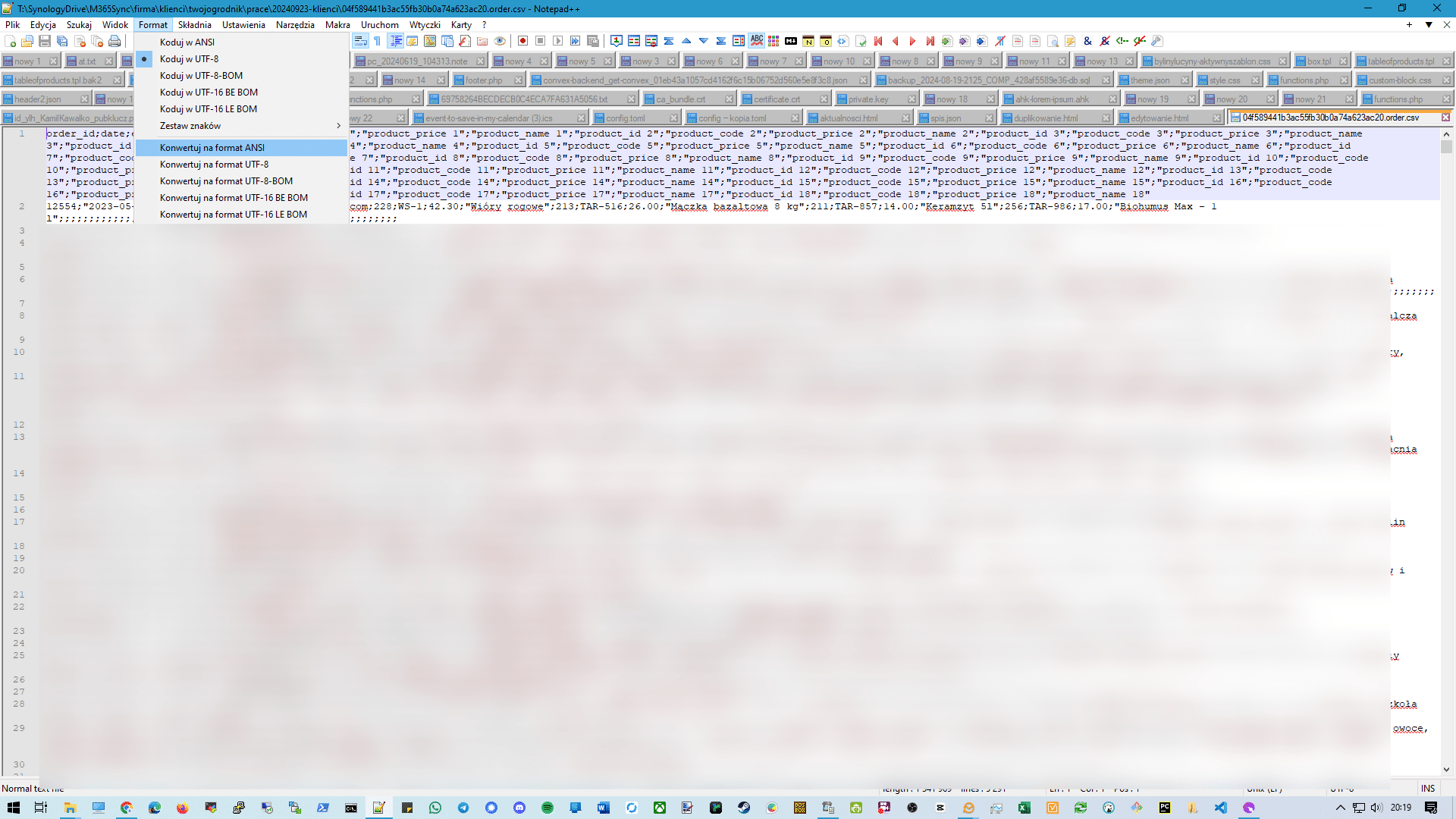 Format / Konwertuj na ANSI