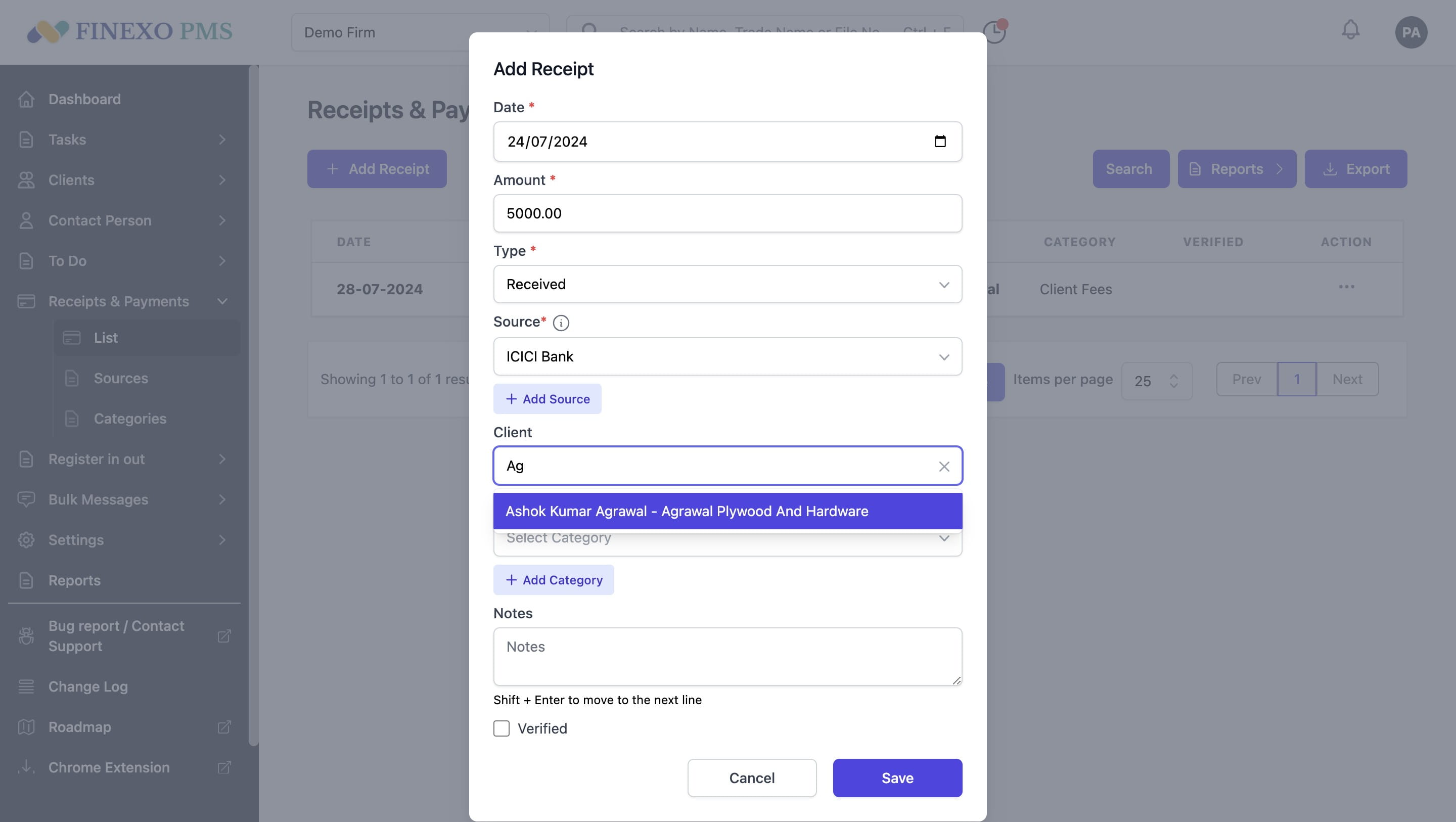 Select client (optional)