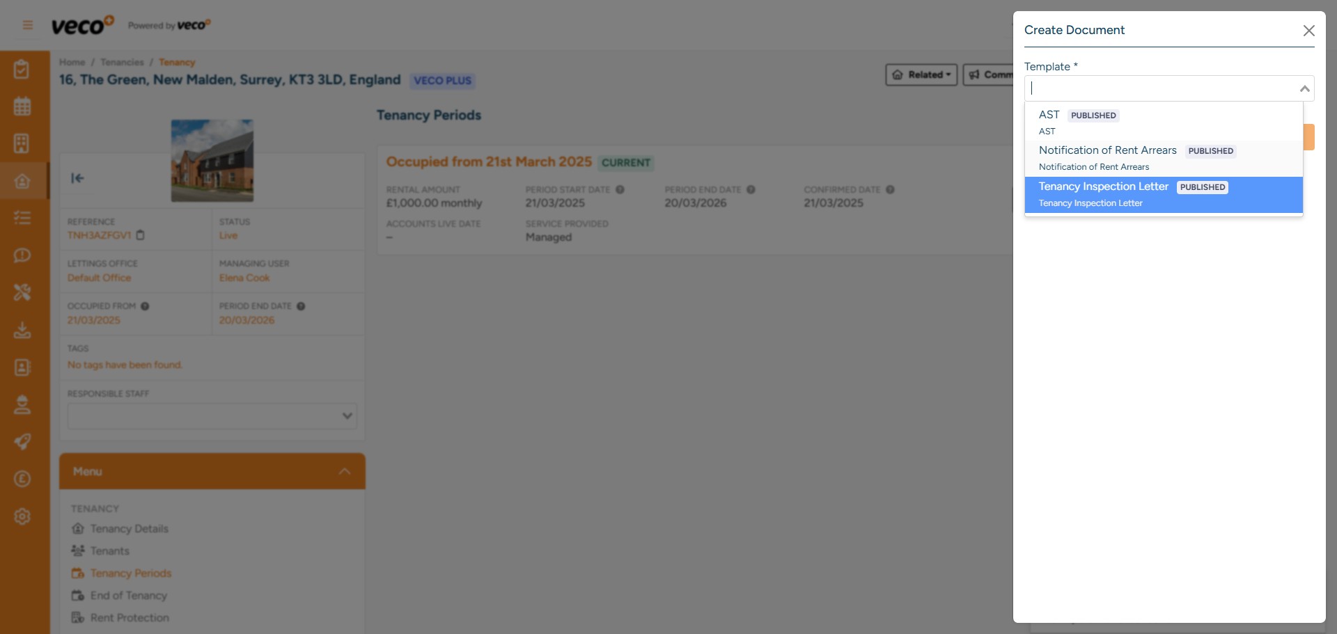 Here you can select one of your existing templates