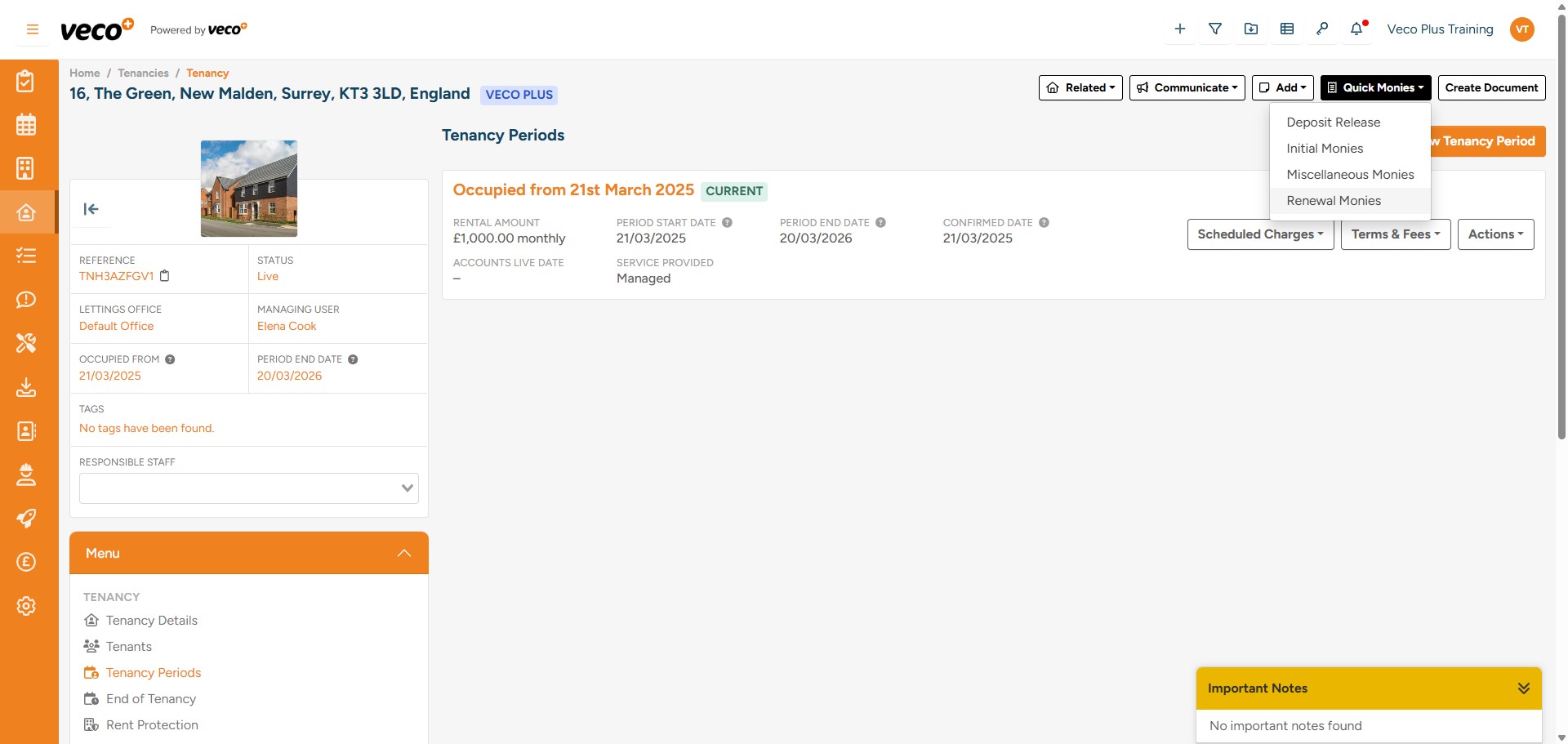 Select 'Renewal Monies'