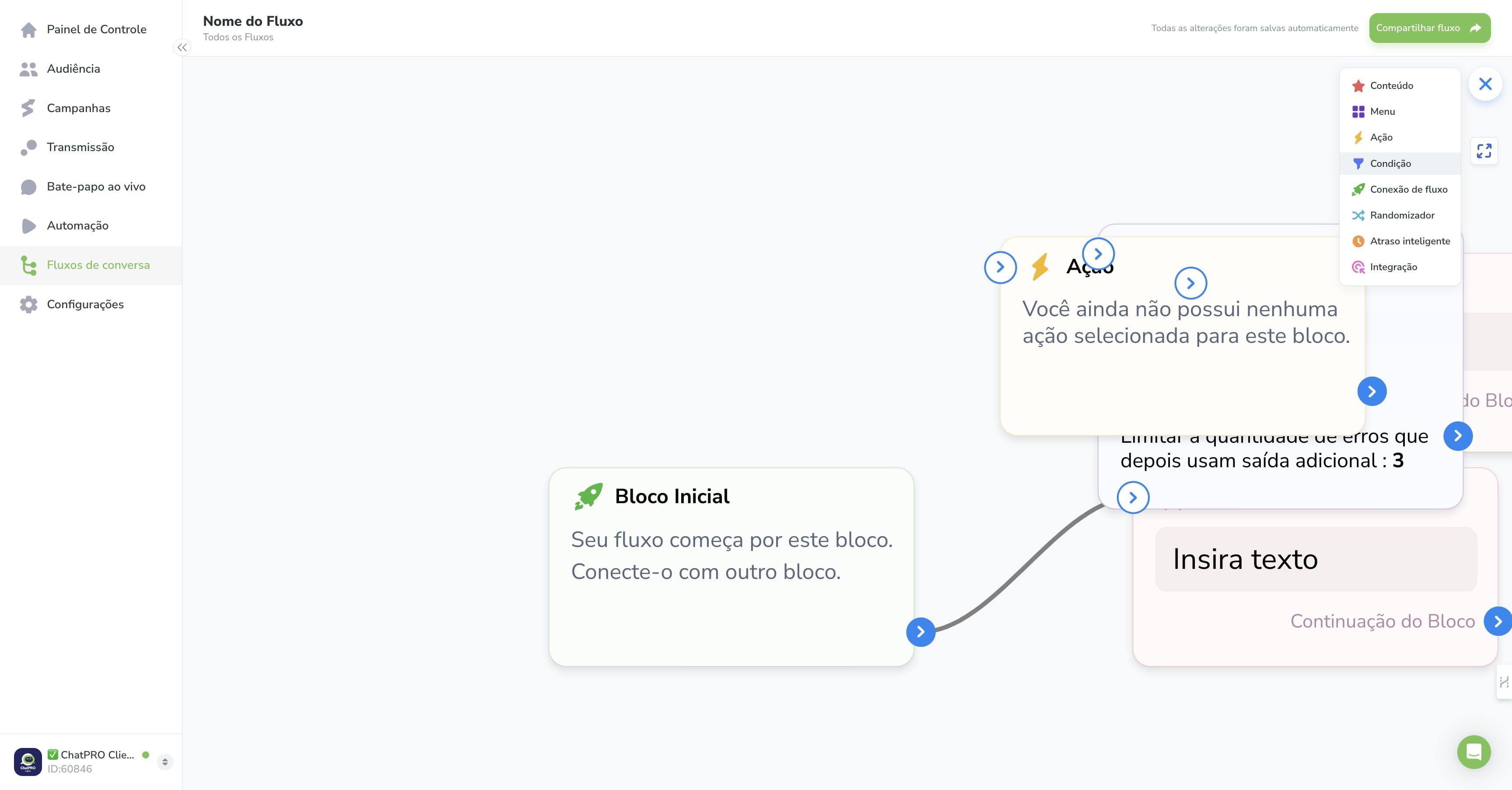 Click on "Condição"