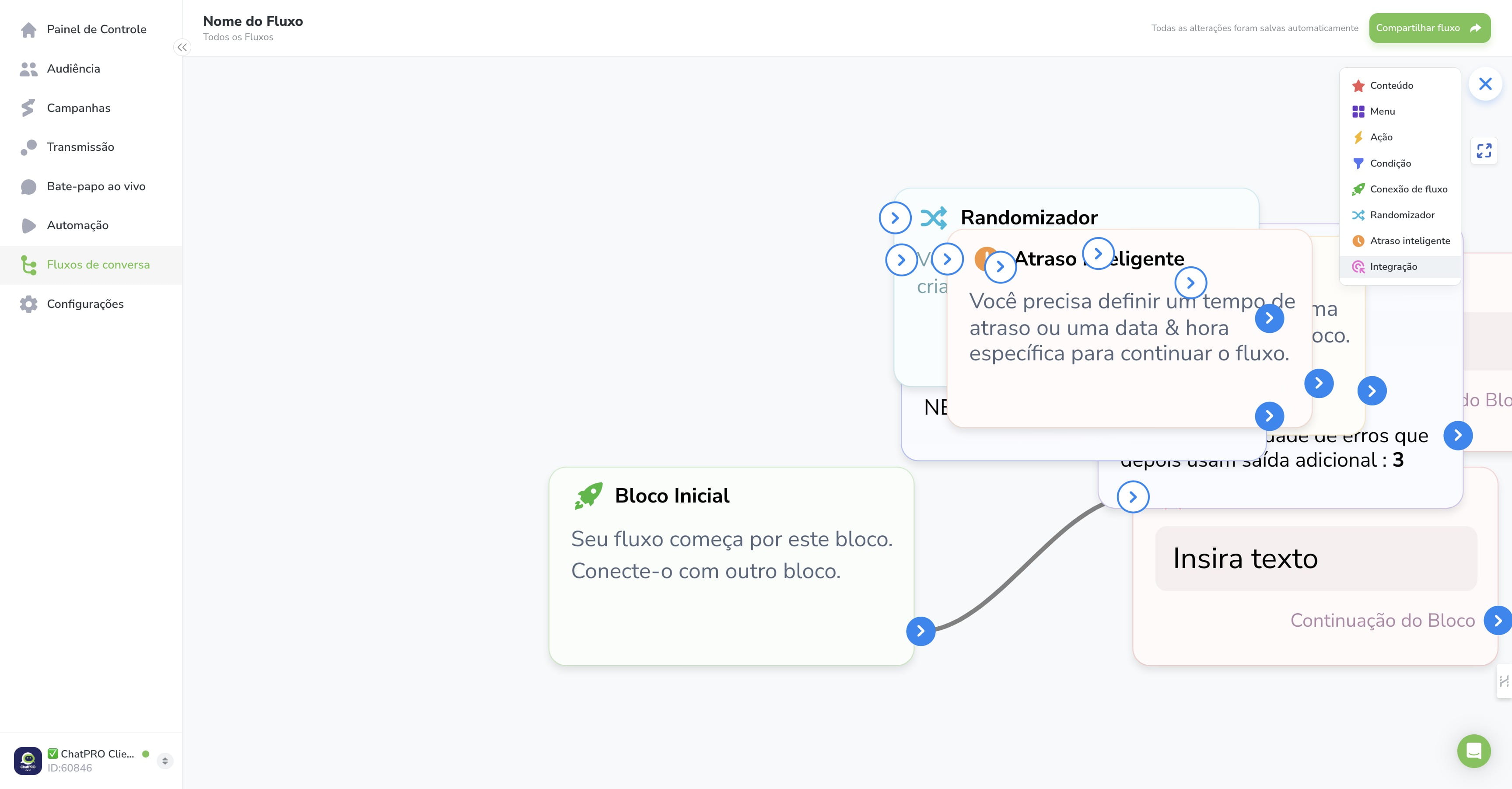 Click on "Integração"