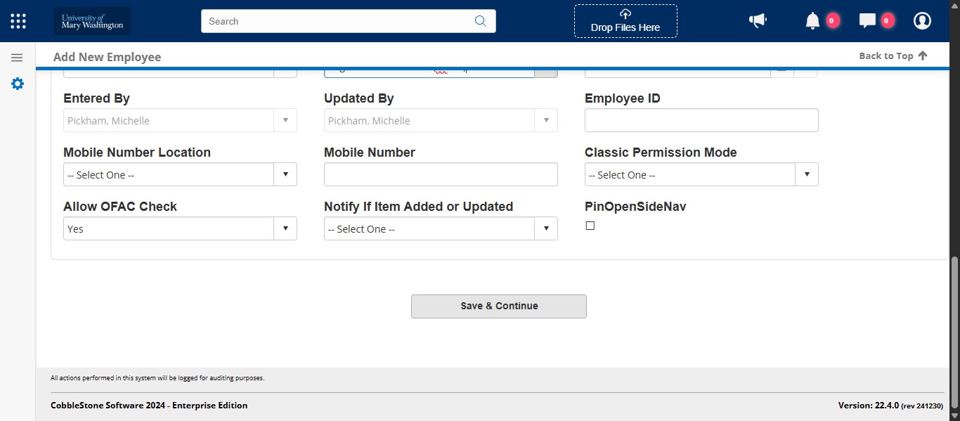 Click on "Save & Continue"