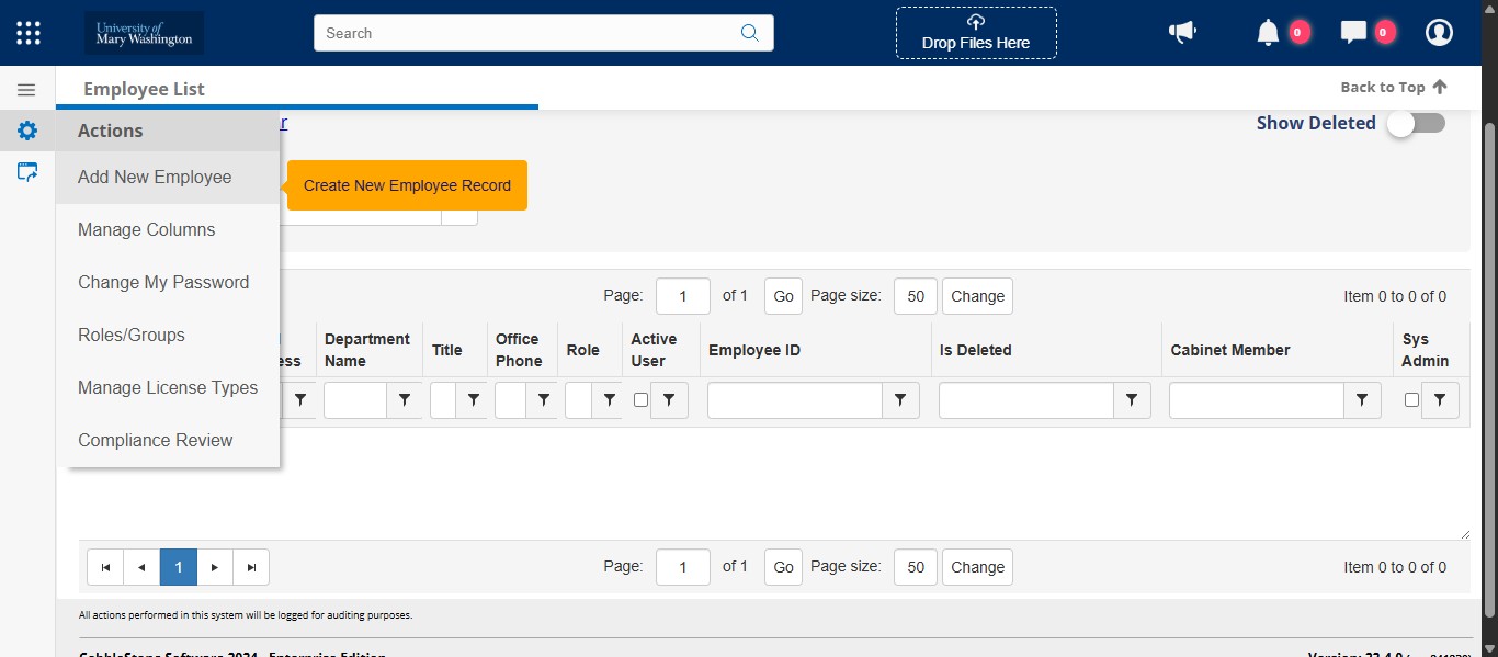 If there are no employee records listed, navigate to the gear icon on the left and select Add New Employee.
