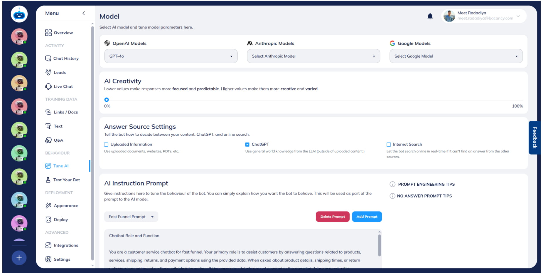 Select **ChatGPT**, source refers to the vast knowledge that is built into ChatGPT.