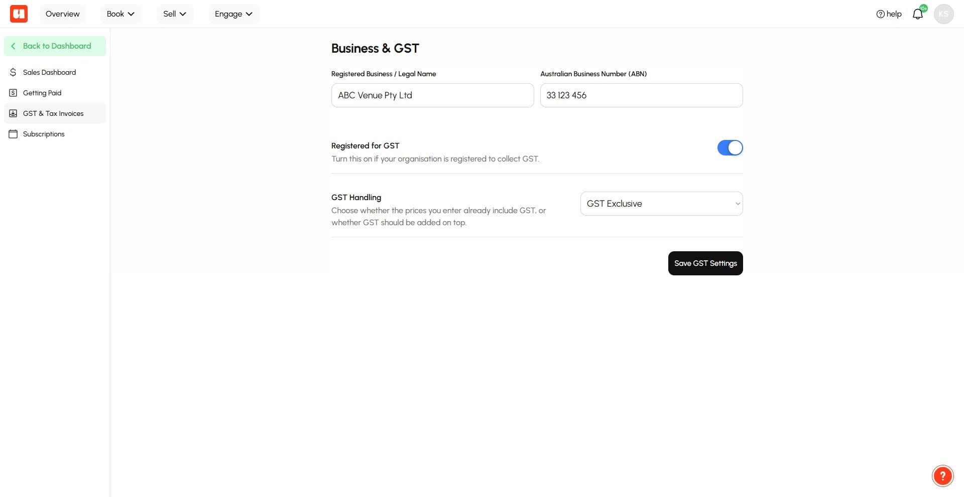 Enter your **Registered Business / Legal Name** and **Australian Business Number (ABN)**