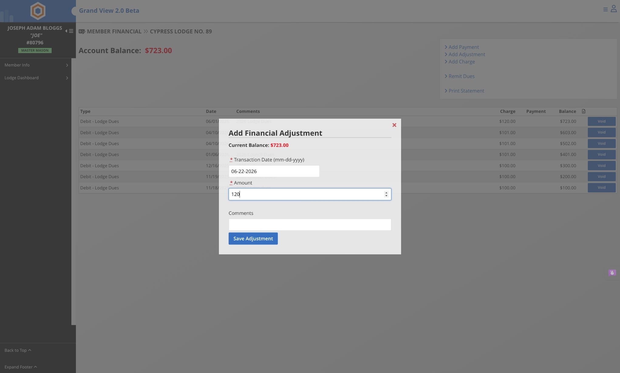 Click on Save Adjustment