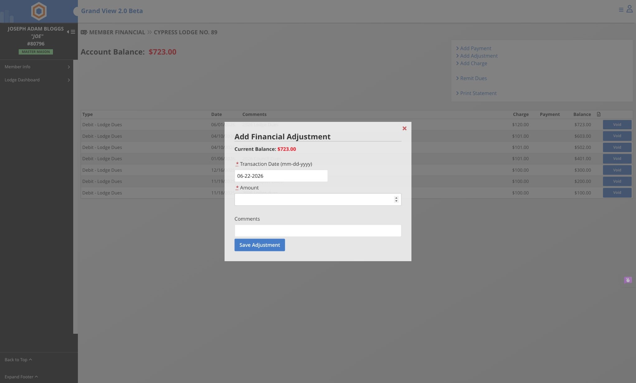Enter the amount of the adjustment