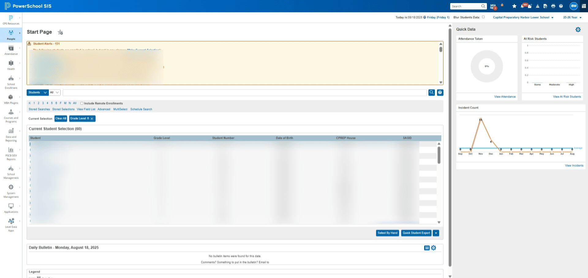 Click on the name of the student you want to pull attendance information for