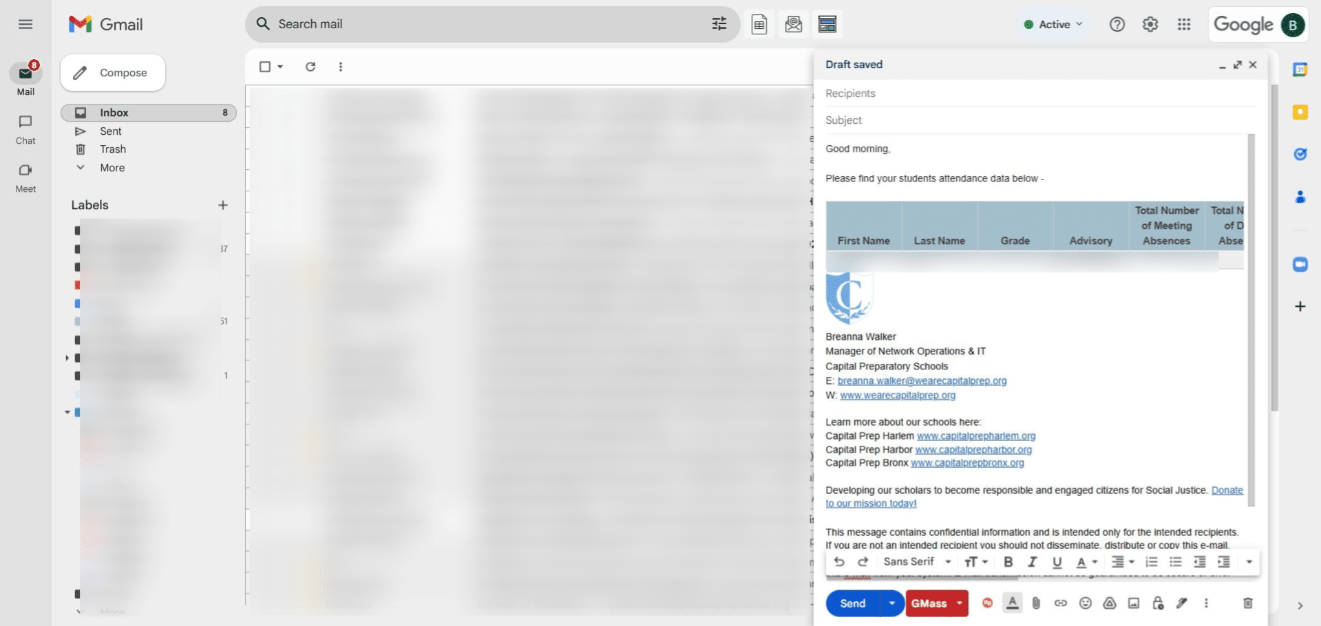 You can copy the information into an email