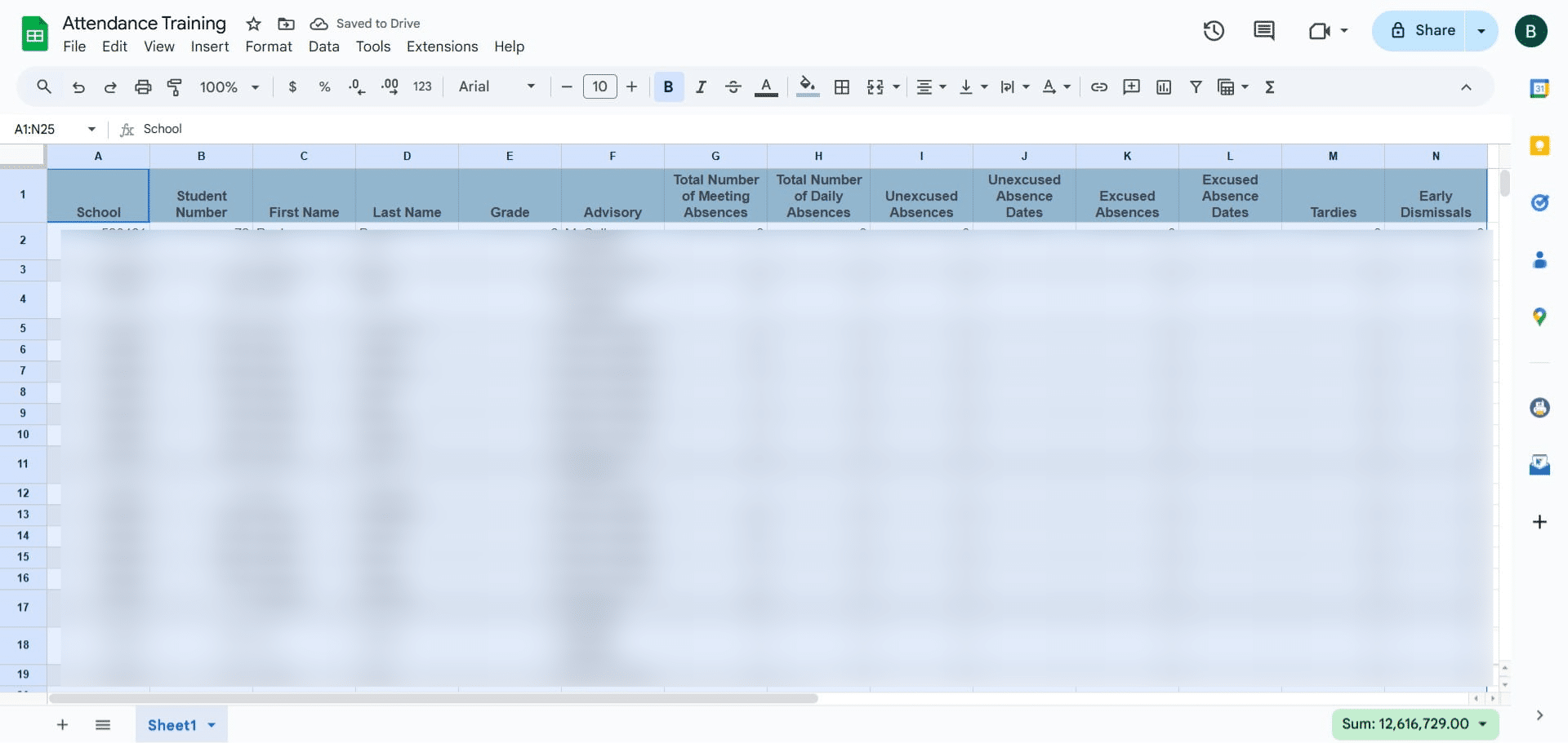 Paste the information into your google sheet