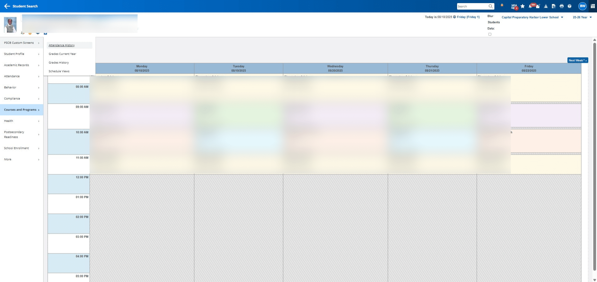 Click on "Attendance History"