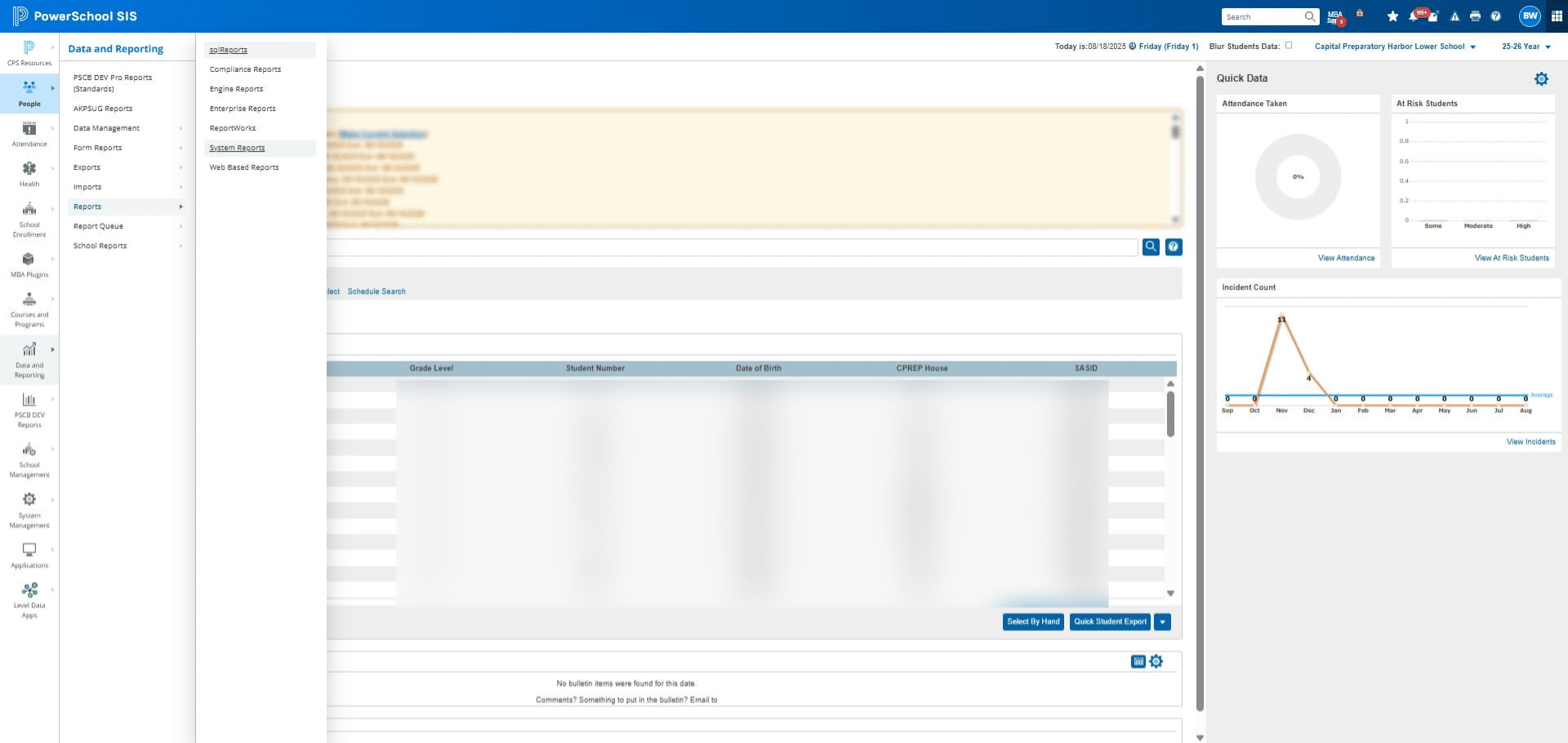Click on "System Reports"