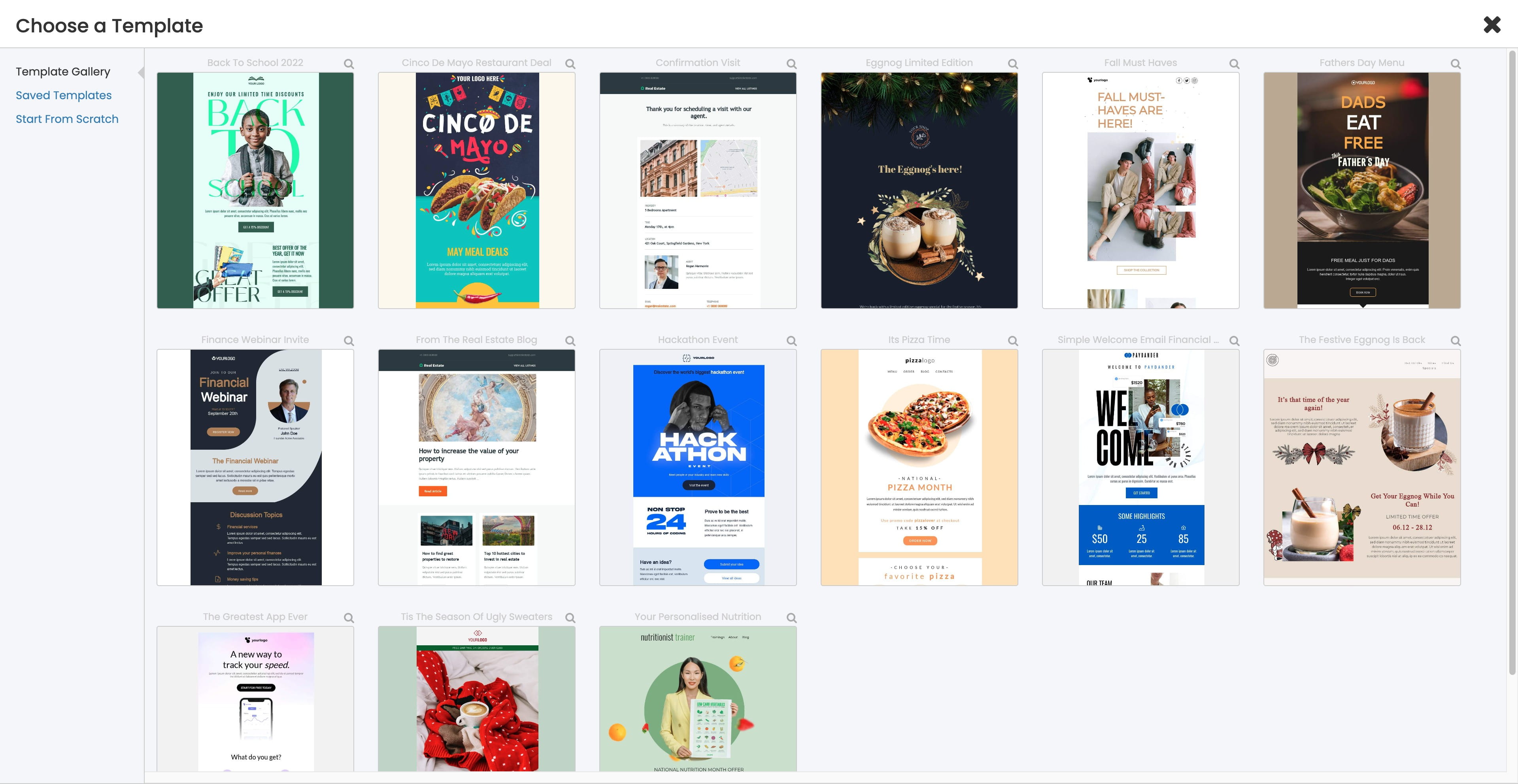 Click on "Template Gallery"