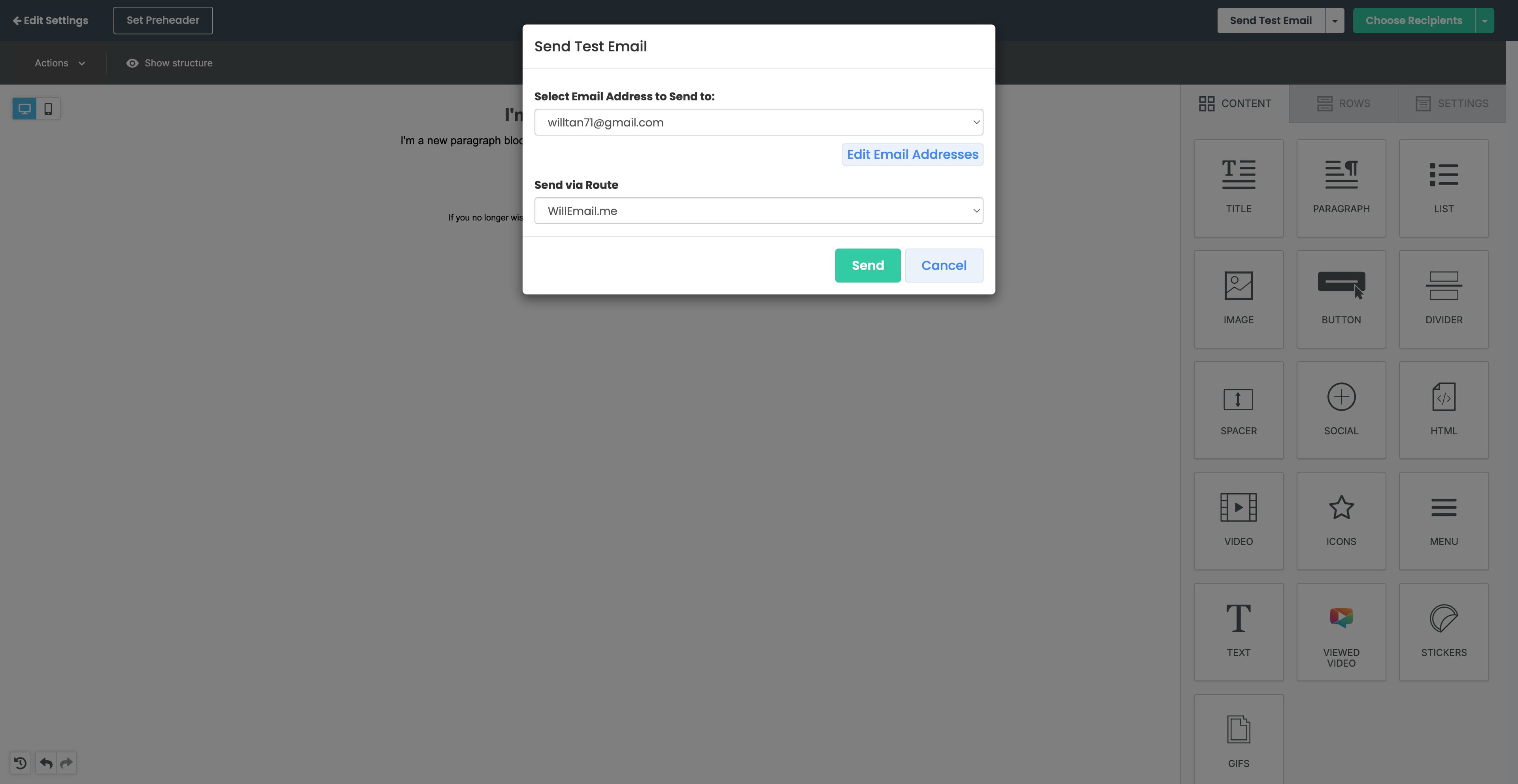 Click on "WillEmail.me"