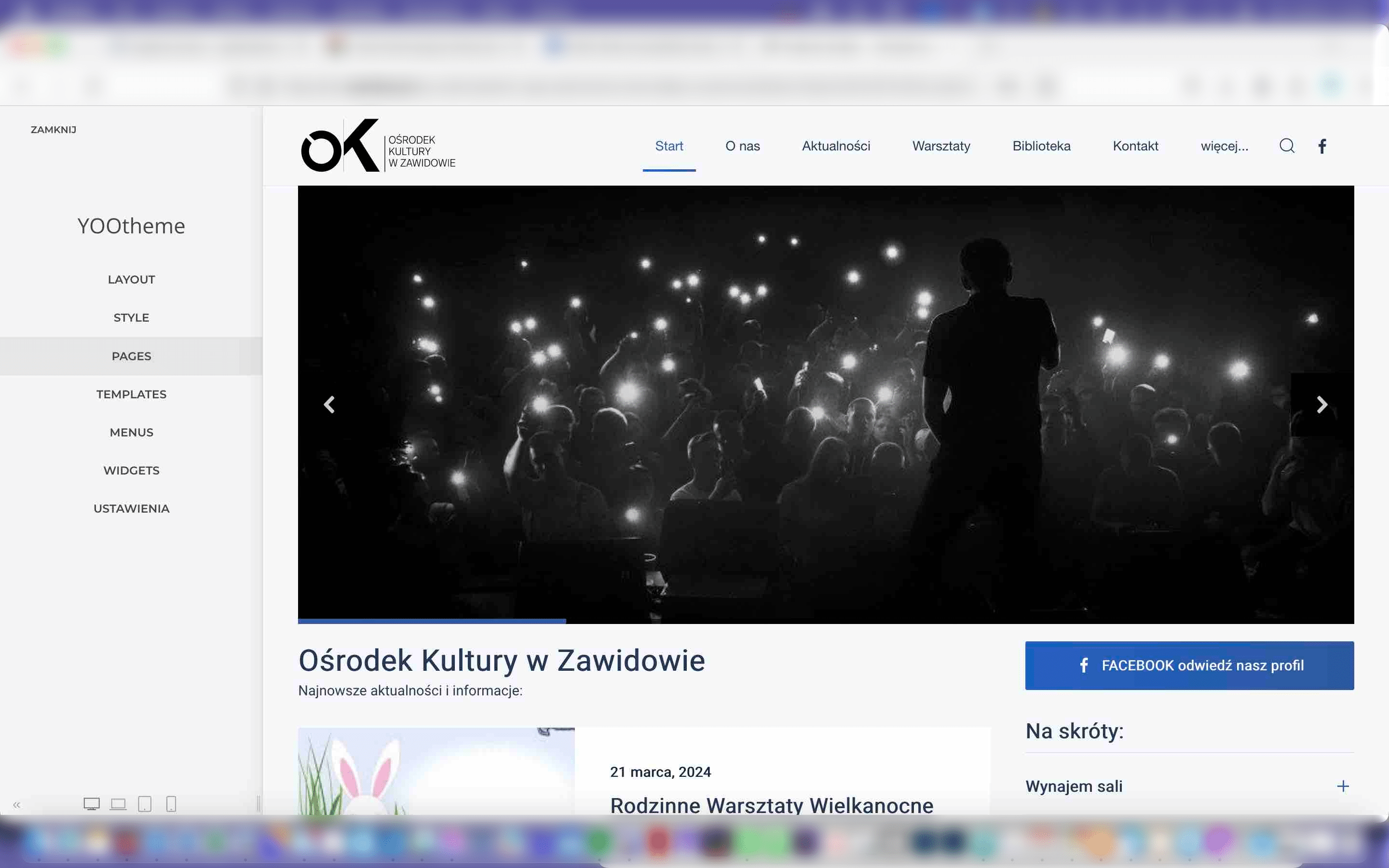 Wybieramy zakładkę Pages (Strony)