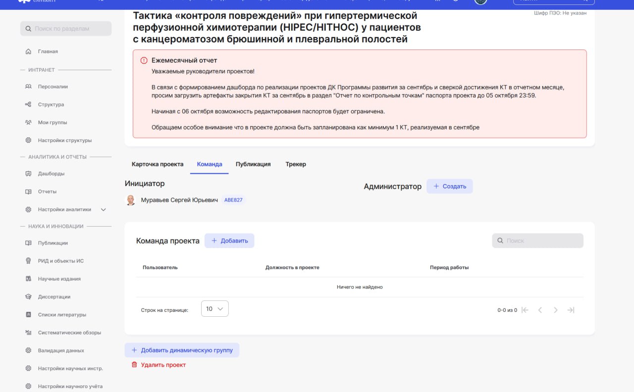 Во **вкладке «Команда»** нажмите на **кнопку «Добавить динамическую группу».**