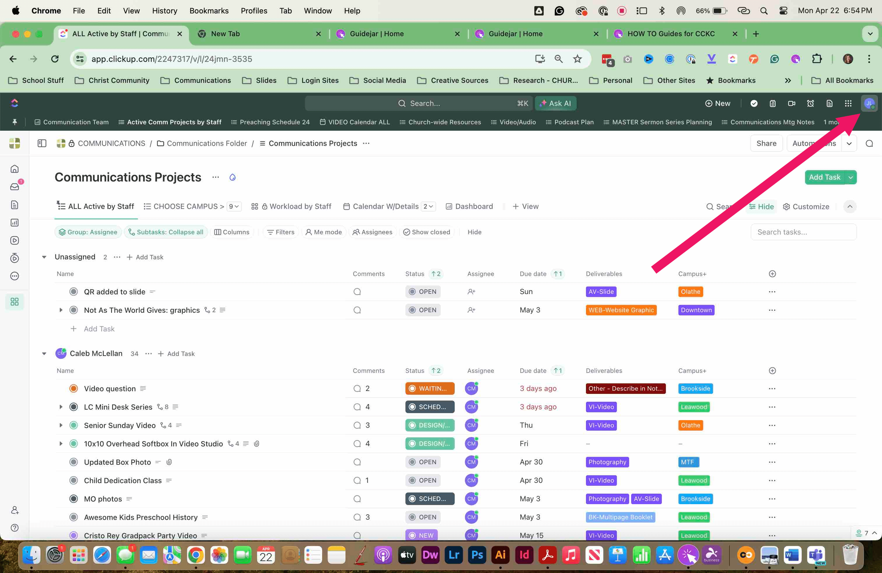 Navigate to ClickUp on your computer and CLICK on YOUR PROFILE in the upper right of the window