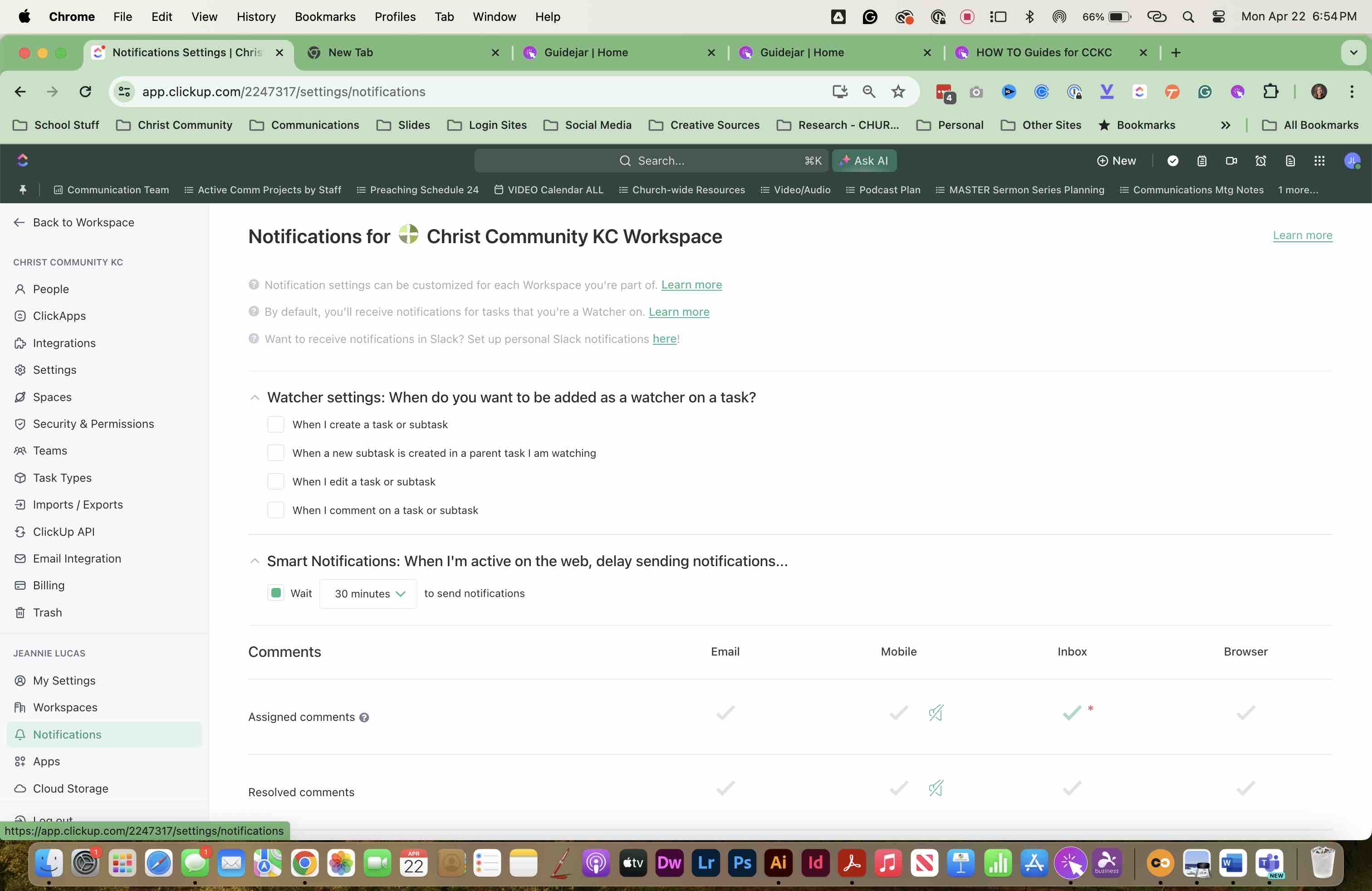 The NOTIFICATIONS window will open, or you can click on NOTIFICATIONS under your name on the left menu