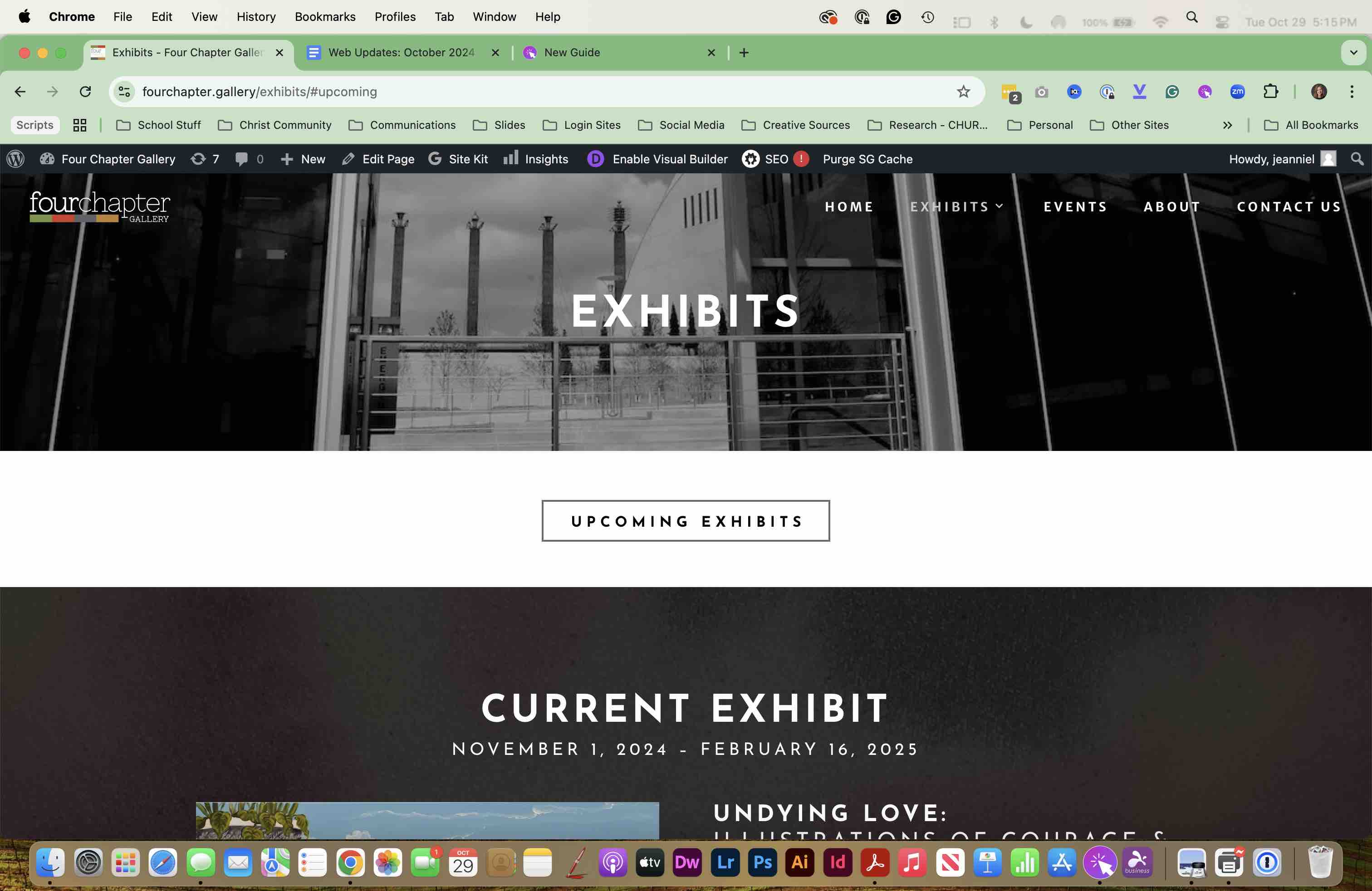 Navigate to the CURRENT EXHIBIT page and ENABLE VISUAL BUILDER