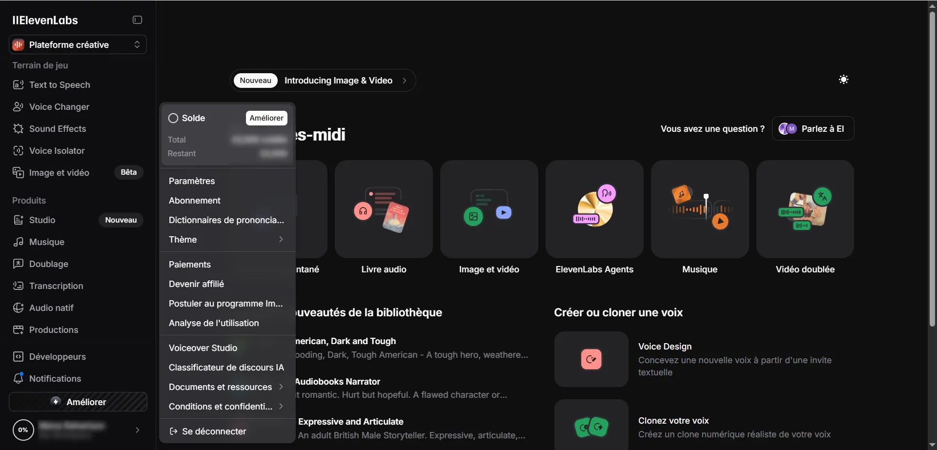 Aller dans la section Abonnement