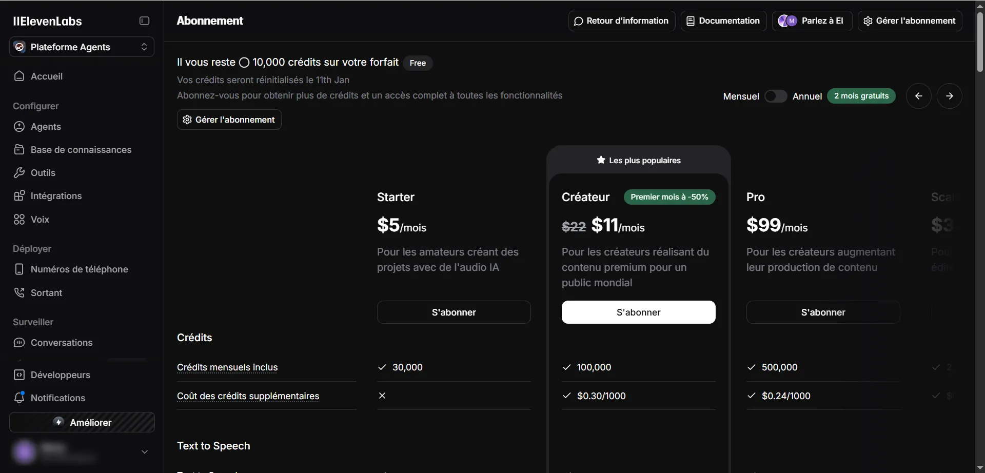 Choisissez l'abonnement qui vous convient et cliquez sur "S'abonner"
