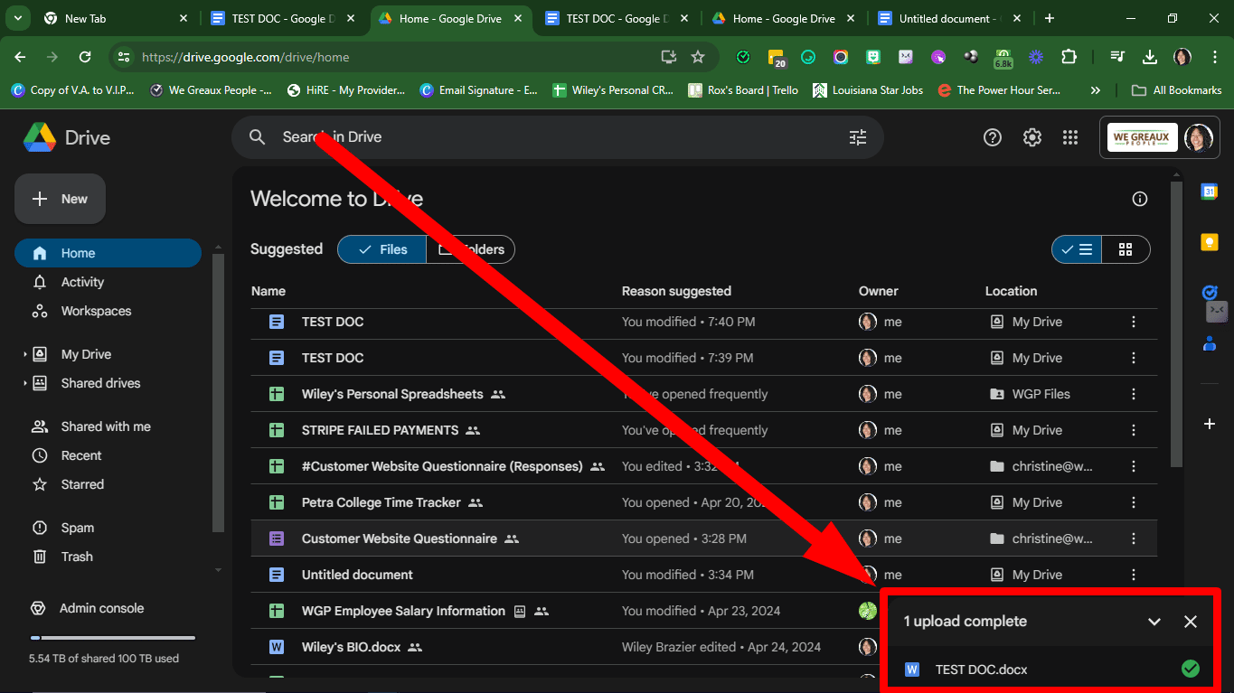 The file will be uploaded into Google Drive