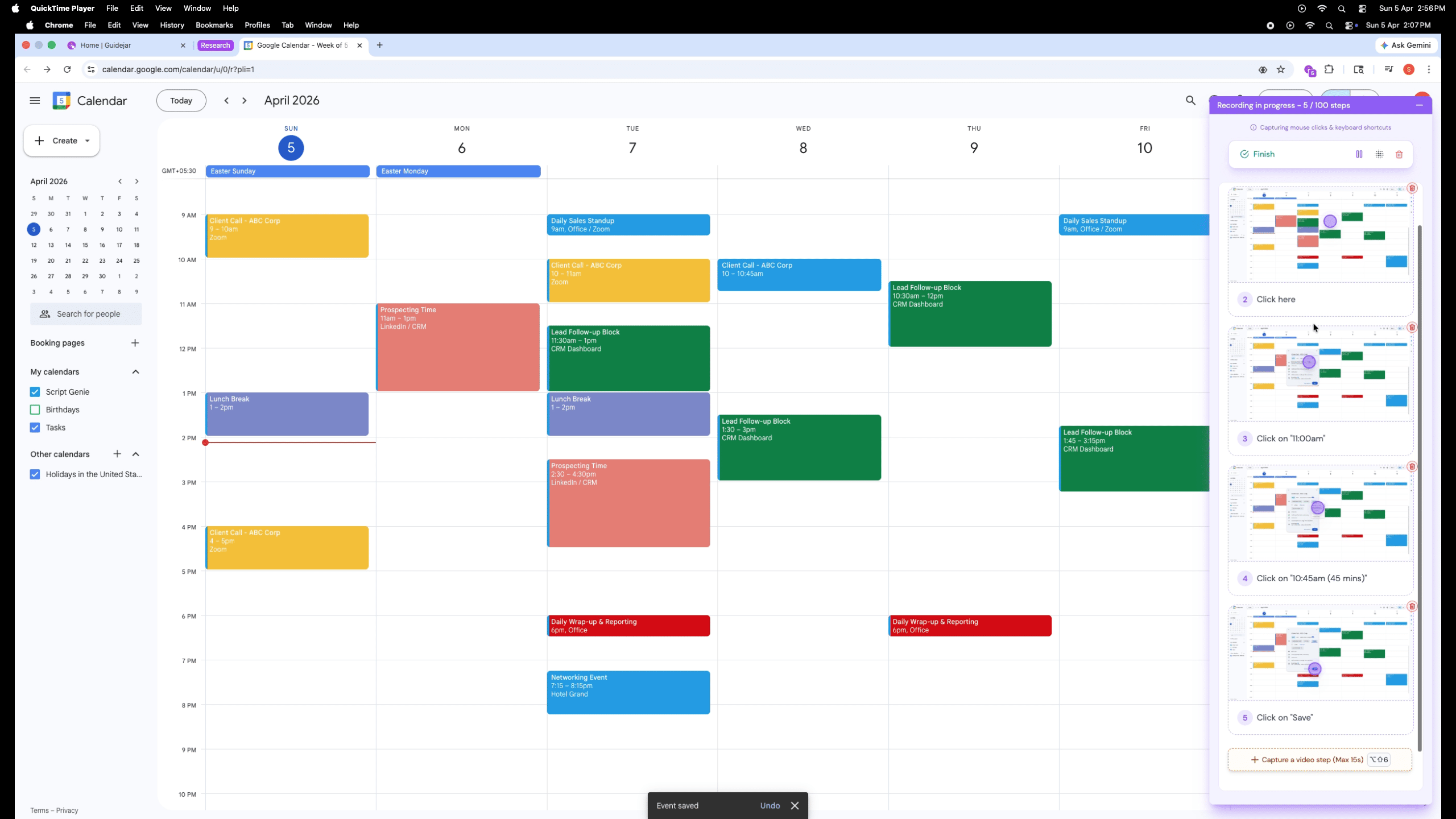 Click "**Finish**" to save your guide