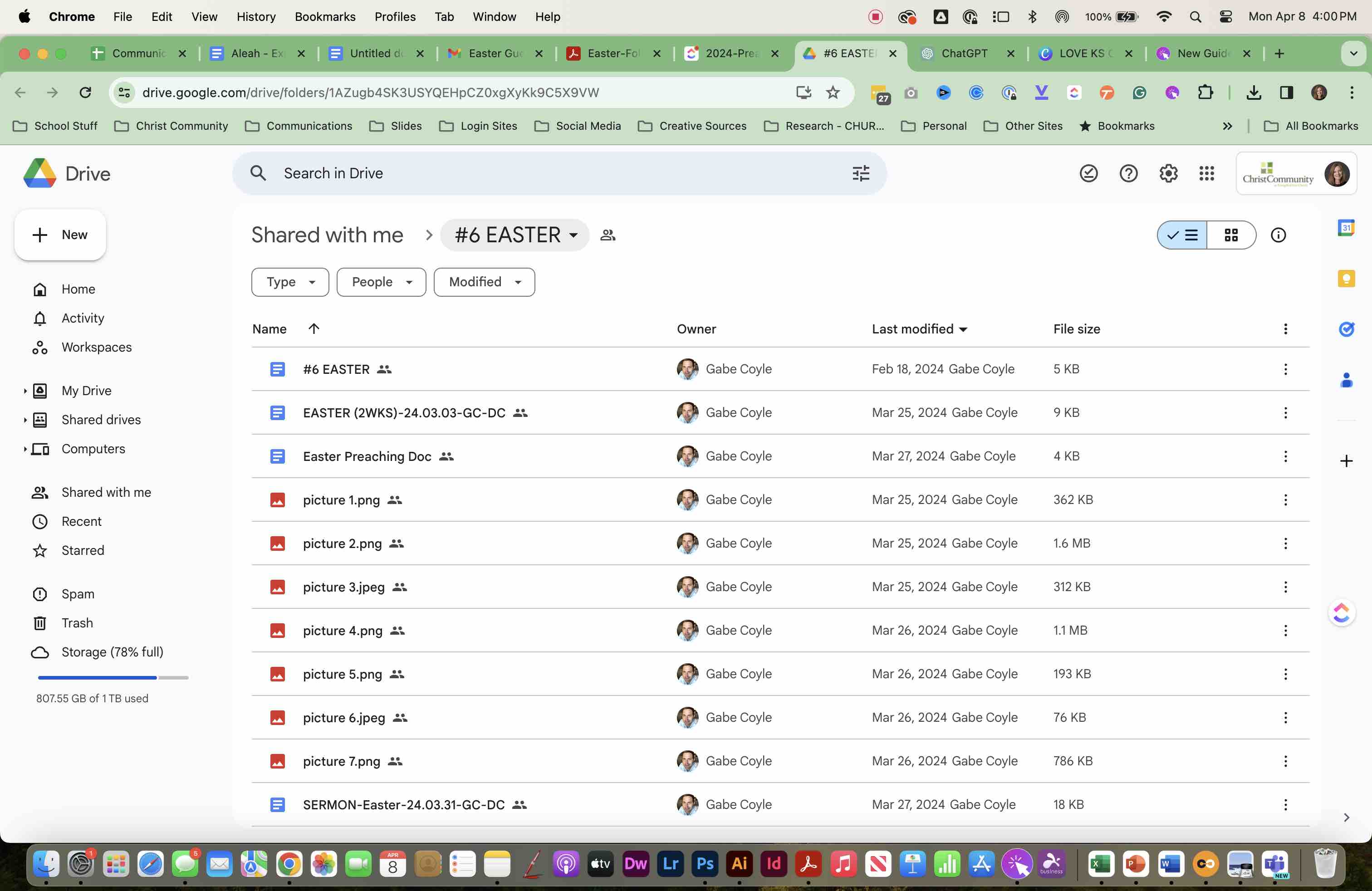In Google Drive, navigate to the GOOGLE FOLDER with your MANUSCRIPT and images.
CLICK on the folder arrow to open options.