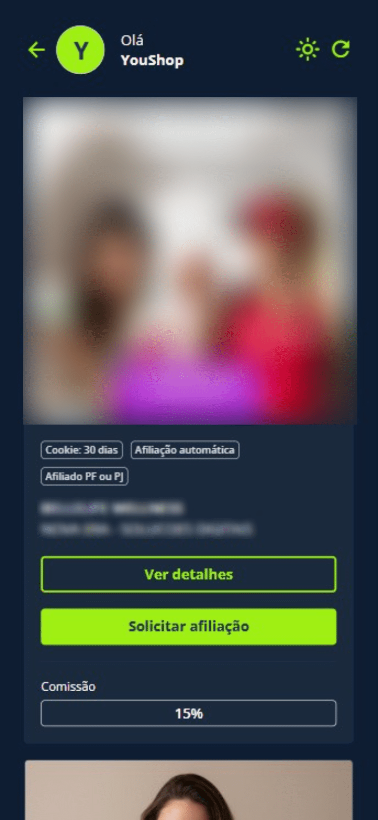 Encontre a afiliação desejada e clique em "Ver detalhes" para saber mais ou solicite diretamente a afiliação.