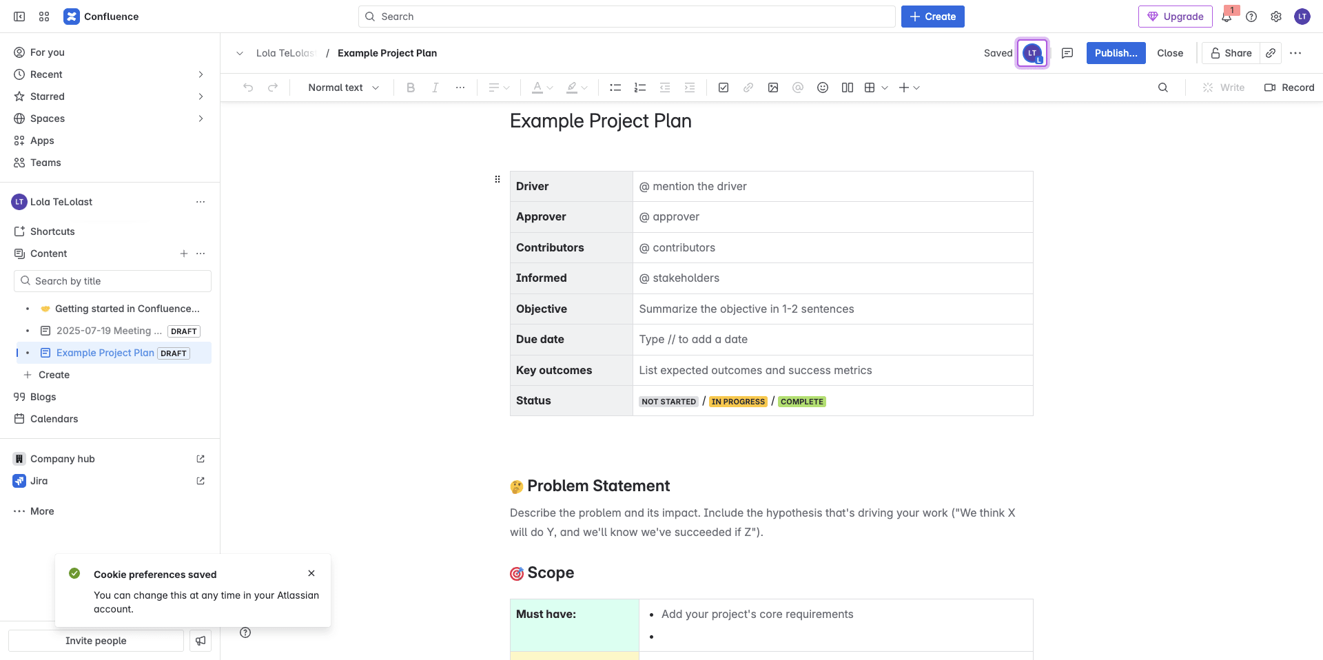 Your Page should look like this when template is applied