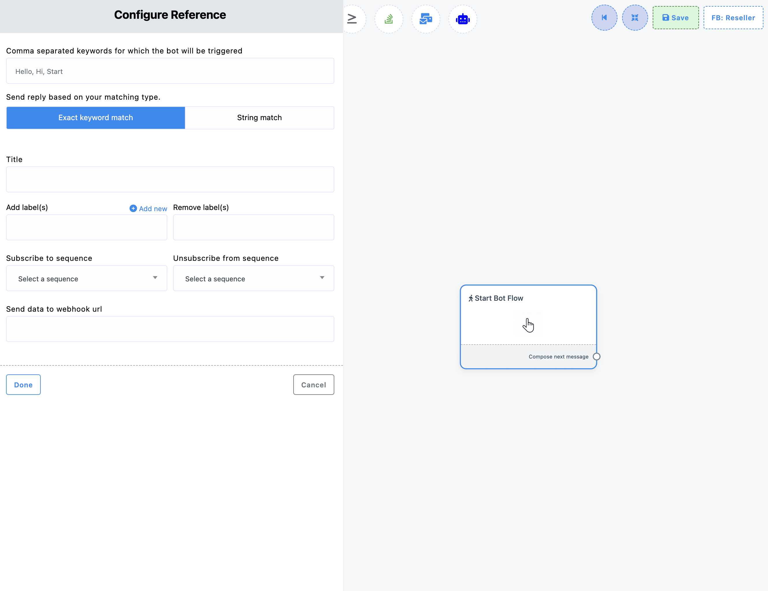 And in the Choose labels field, you have to select labels from a drop-down menu of different fields. You can select multiple labels in the Choose labels field. Now click on the Done button and the information will be added to the element.