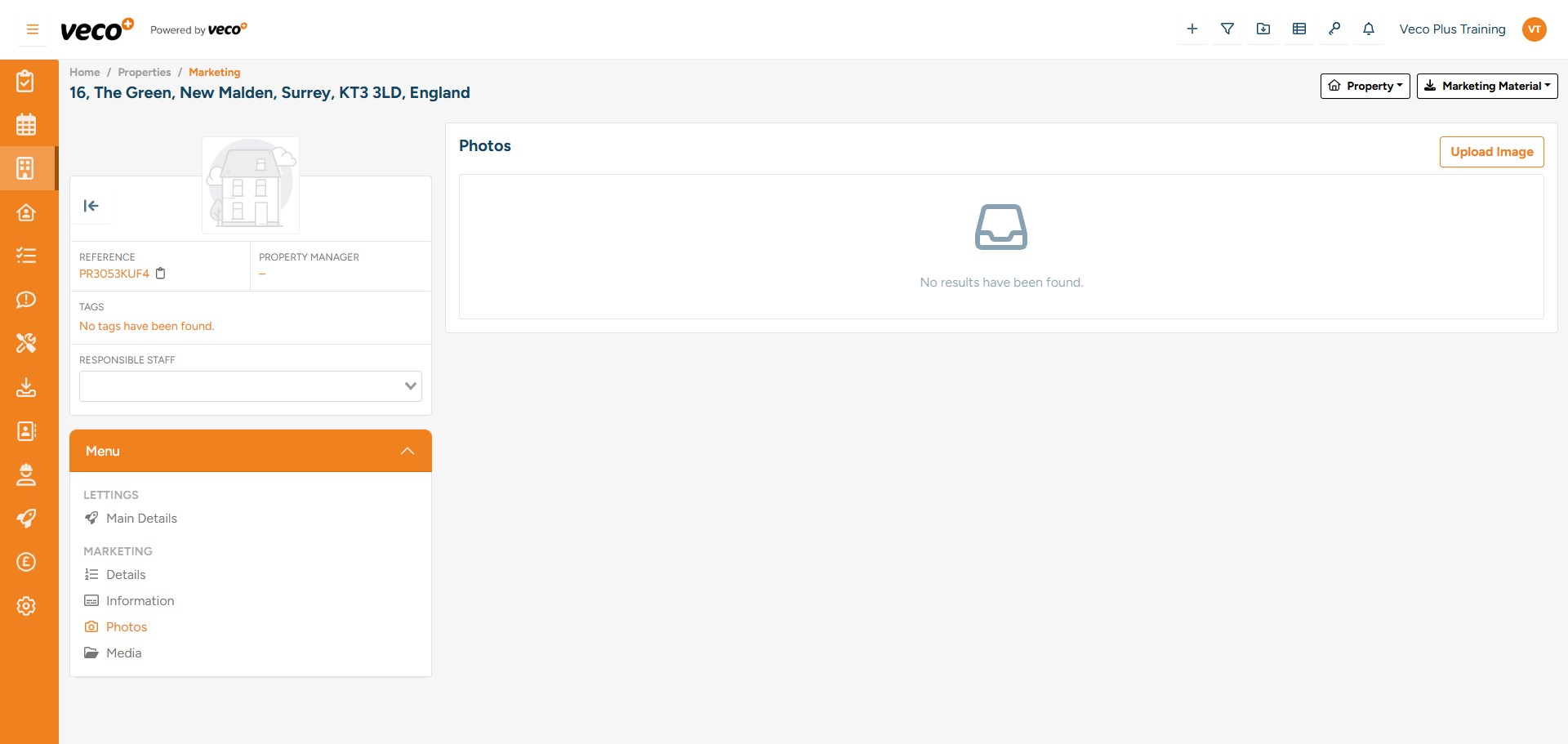 On ‘Photos’, to upload photos, select ‘Upload Image’