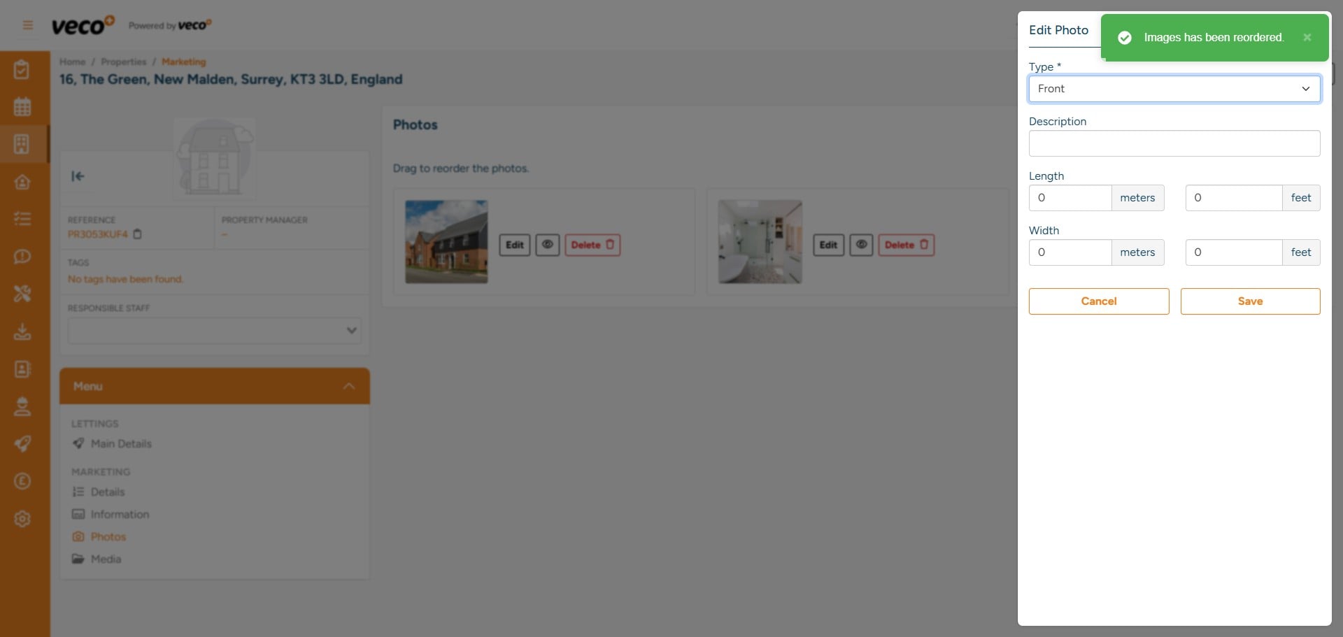 As well as a description and the room dimensions