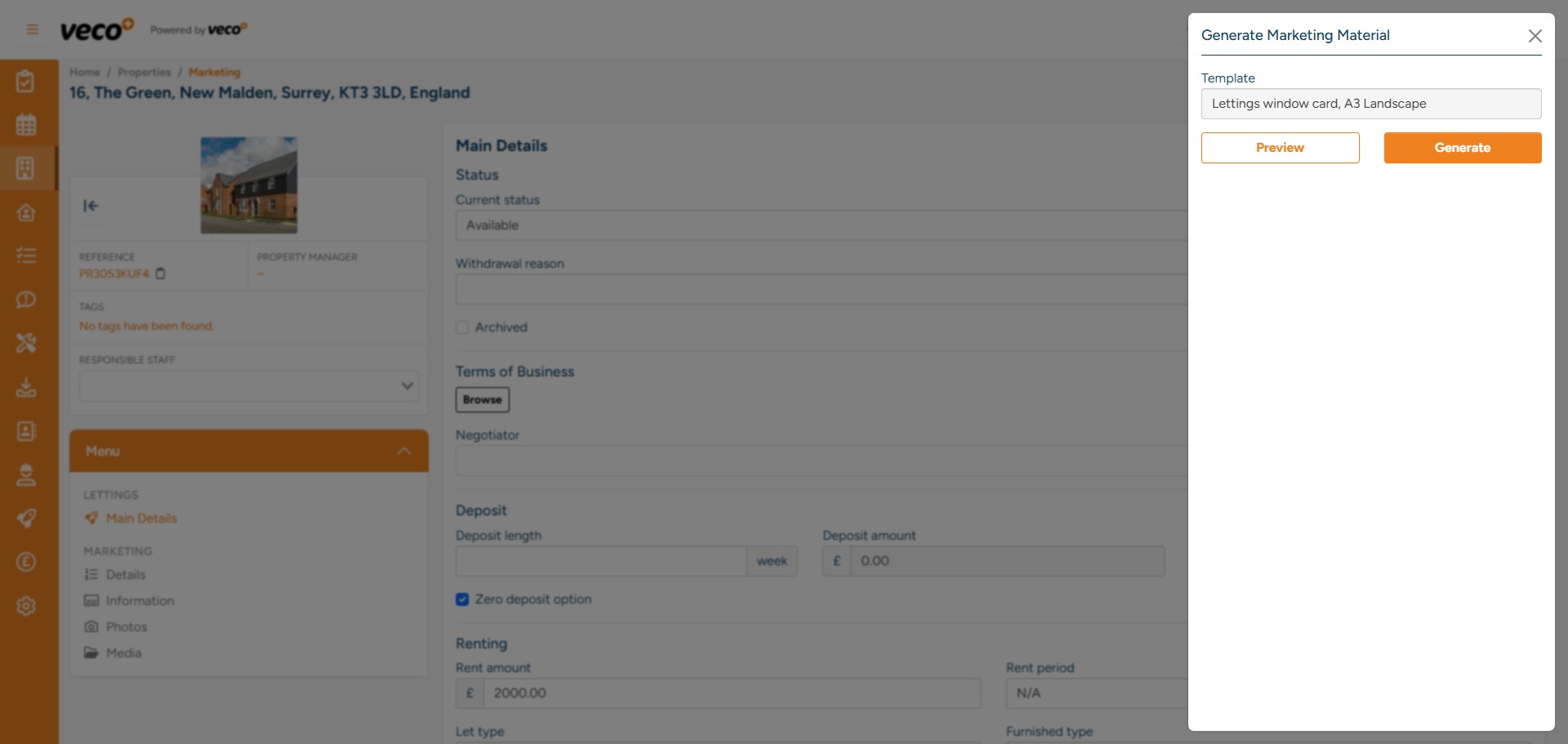 You will then have 2 options 'Preview' or 'Generate'