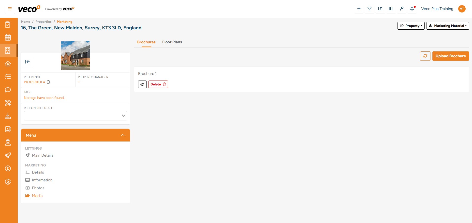 To add a floor plan, select 'Media', then select 'Floor Plans'