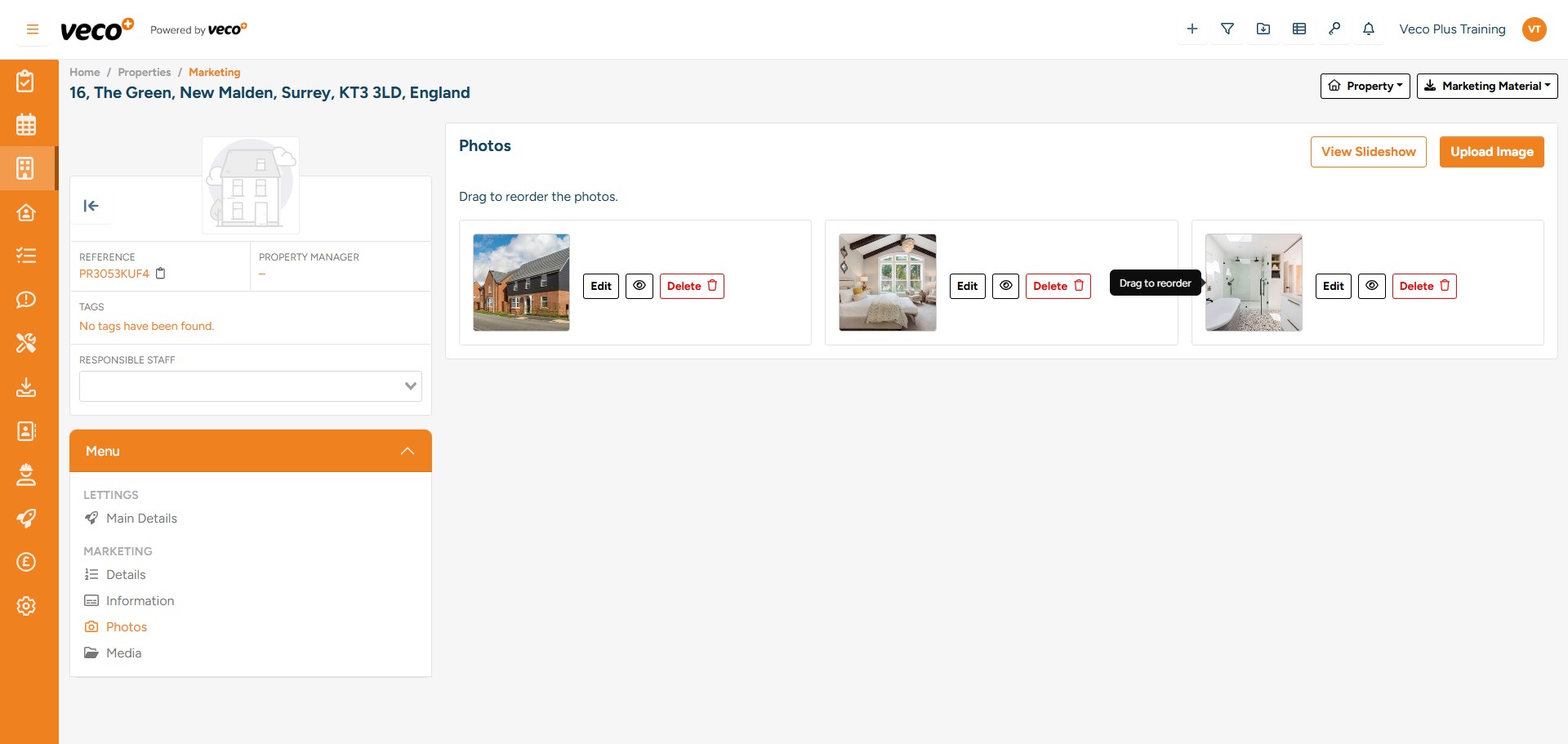 Once added, you can re-arrange the order of photos by selecting a photo and dragging it to the desired place
