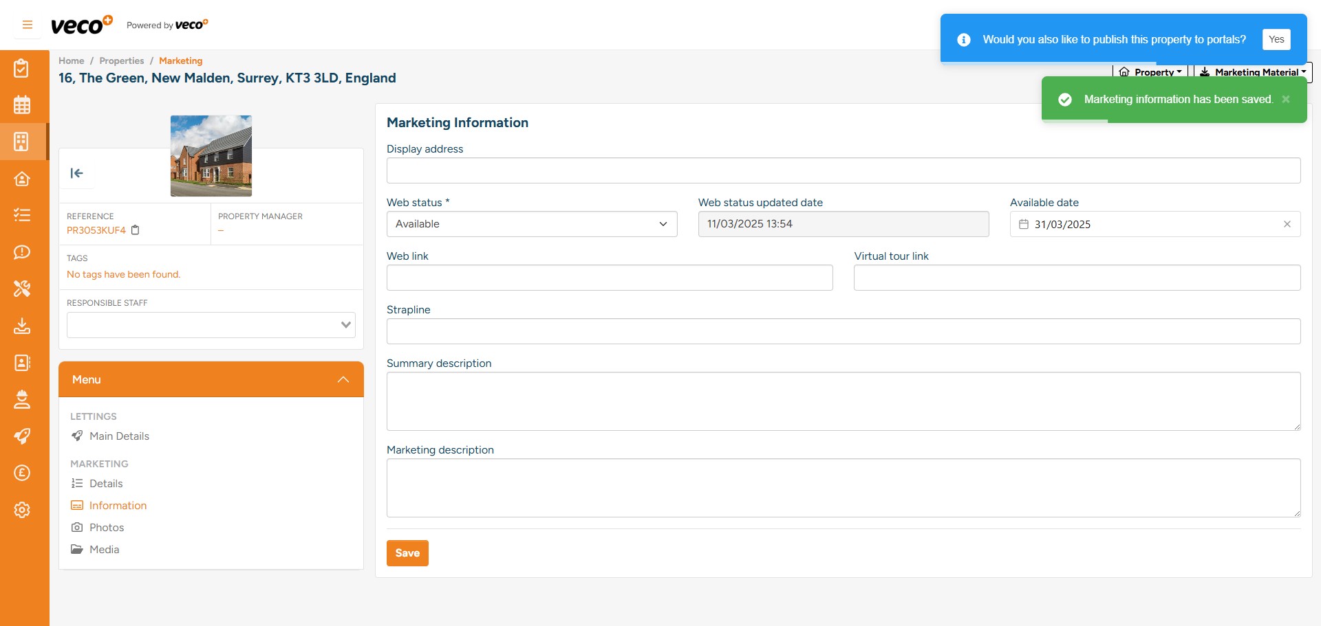 You will then be prompted to publish the property to the portals and websites