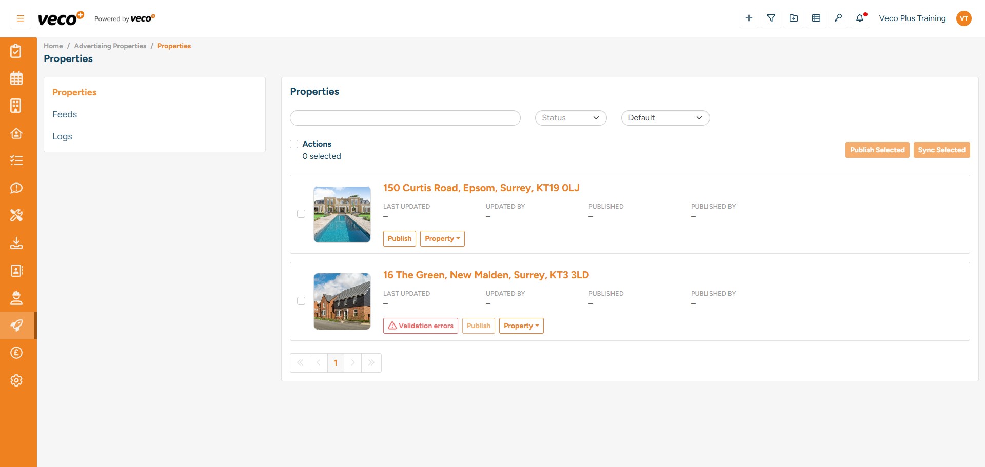 You can check any validation errors or publish properties from this screen
