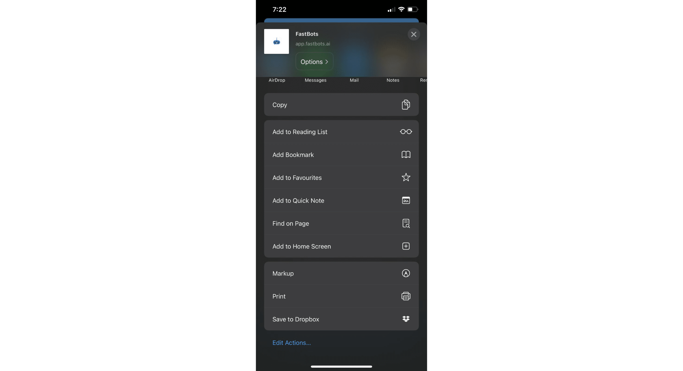 Click on "Add to Home Screen" button.