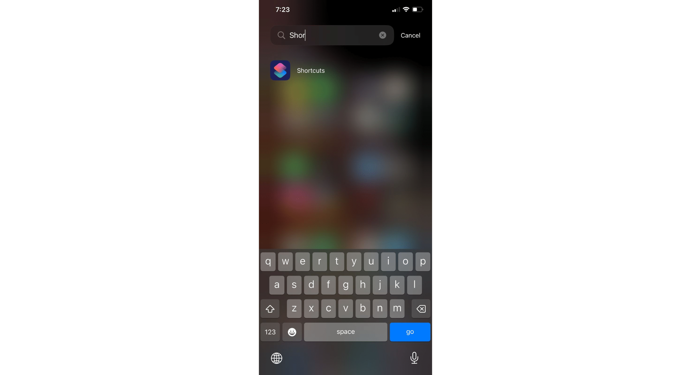 Go to Apps and search for the Shortcut app. Open the Shortcut app.