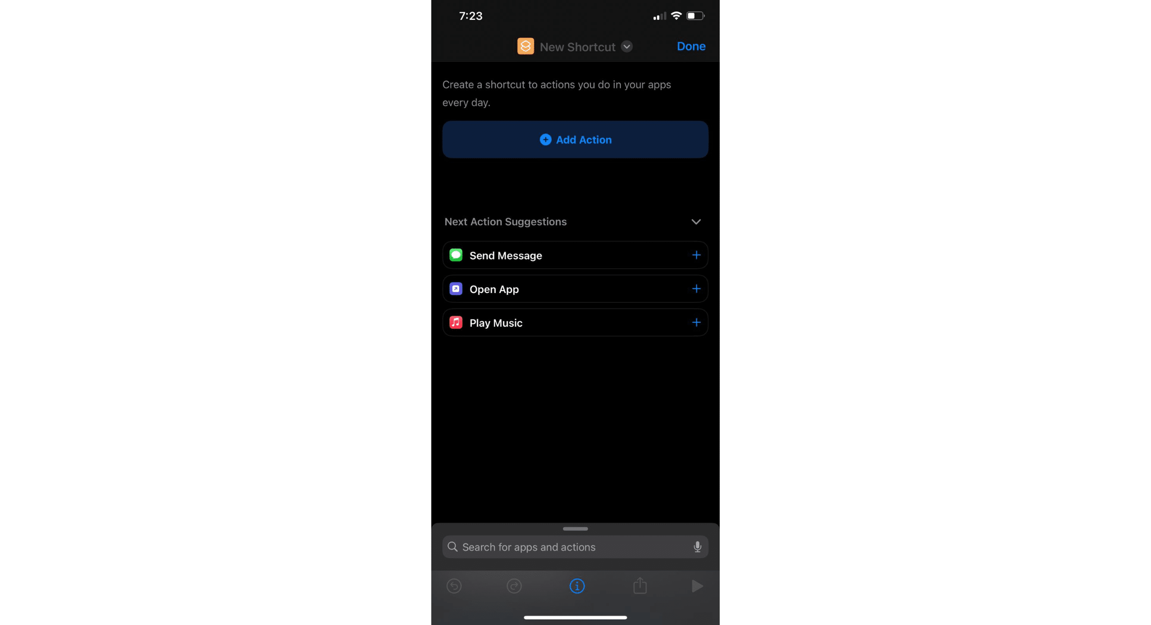 Click on "Add Action" button.