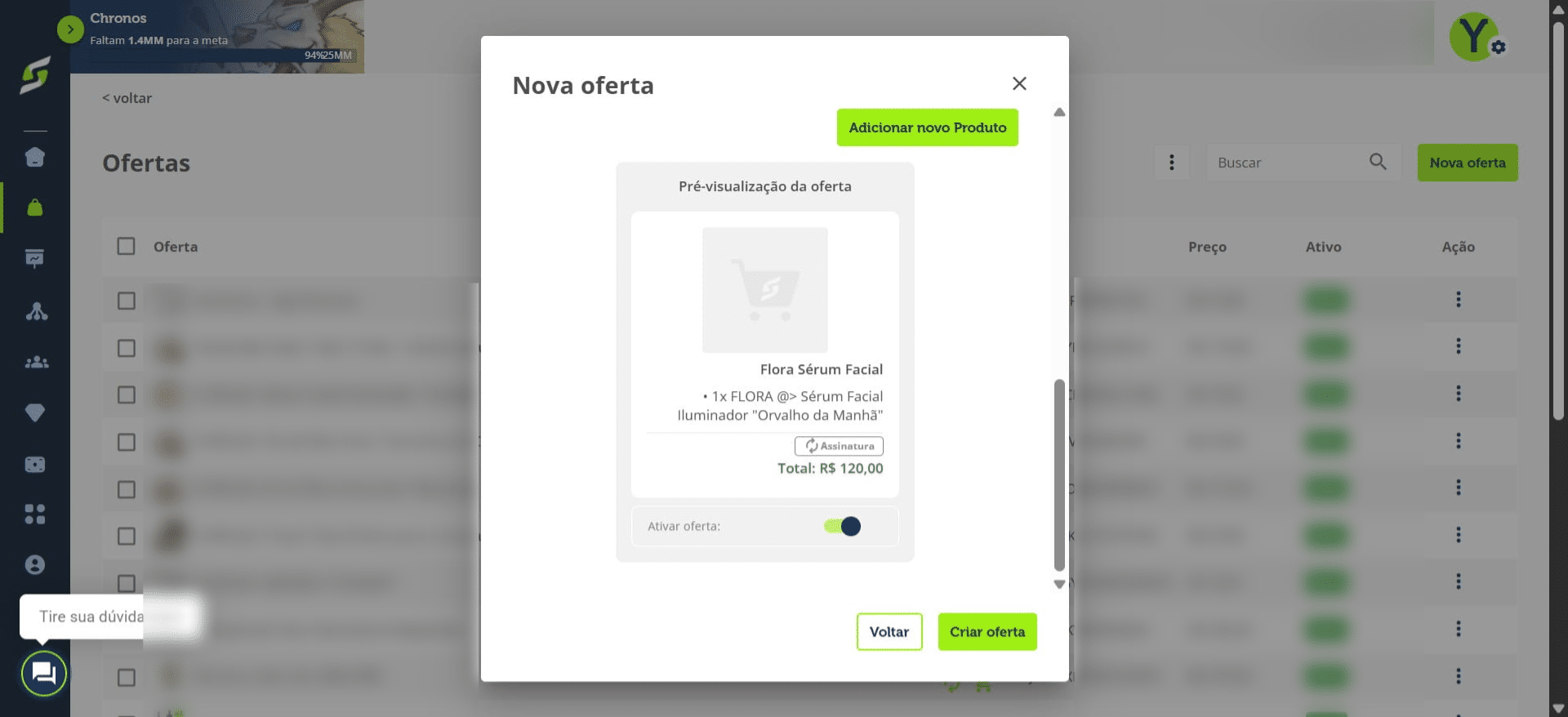 Clique em "Criar oferta".