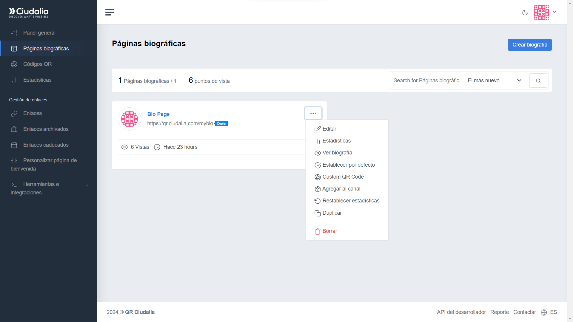 Haz click en los tres puntos "**...**" y selecciona la opción de "**Borrar**"
