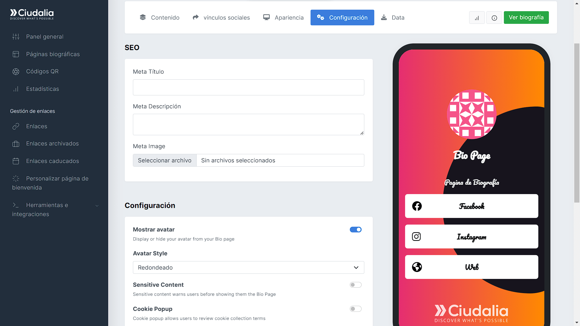 Puedes modificar aun mas las configuraciones avanzadas