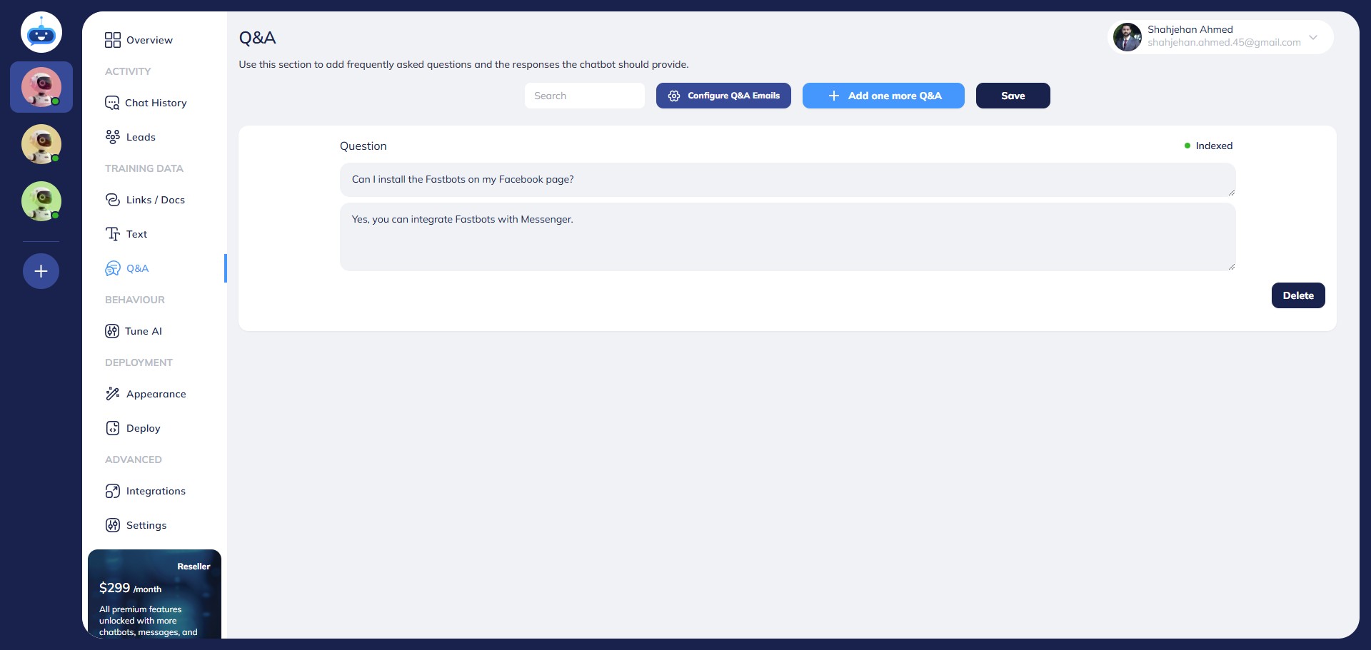 To learn how to use "Configure Q&A Emails", please watch the video at the start of this guide. 
