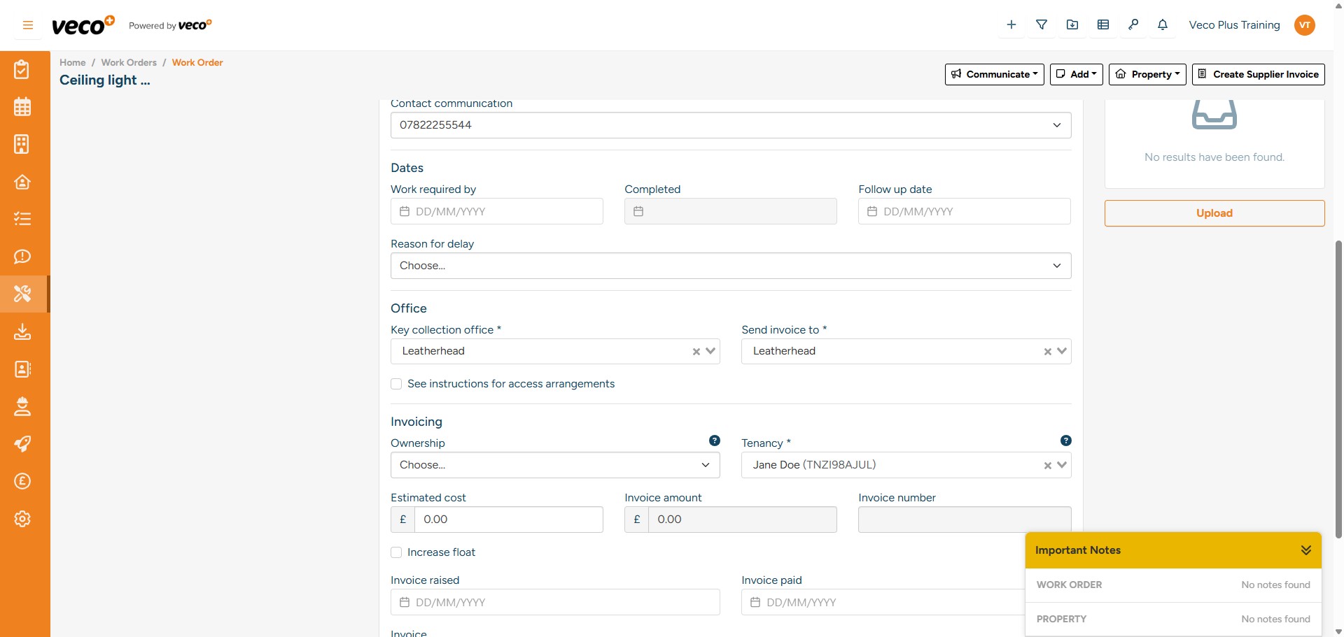 Complete all required information e.g. ‘Work required by’
