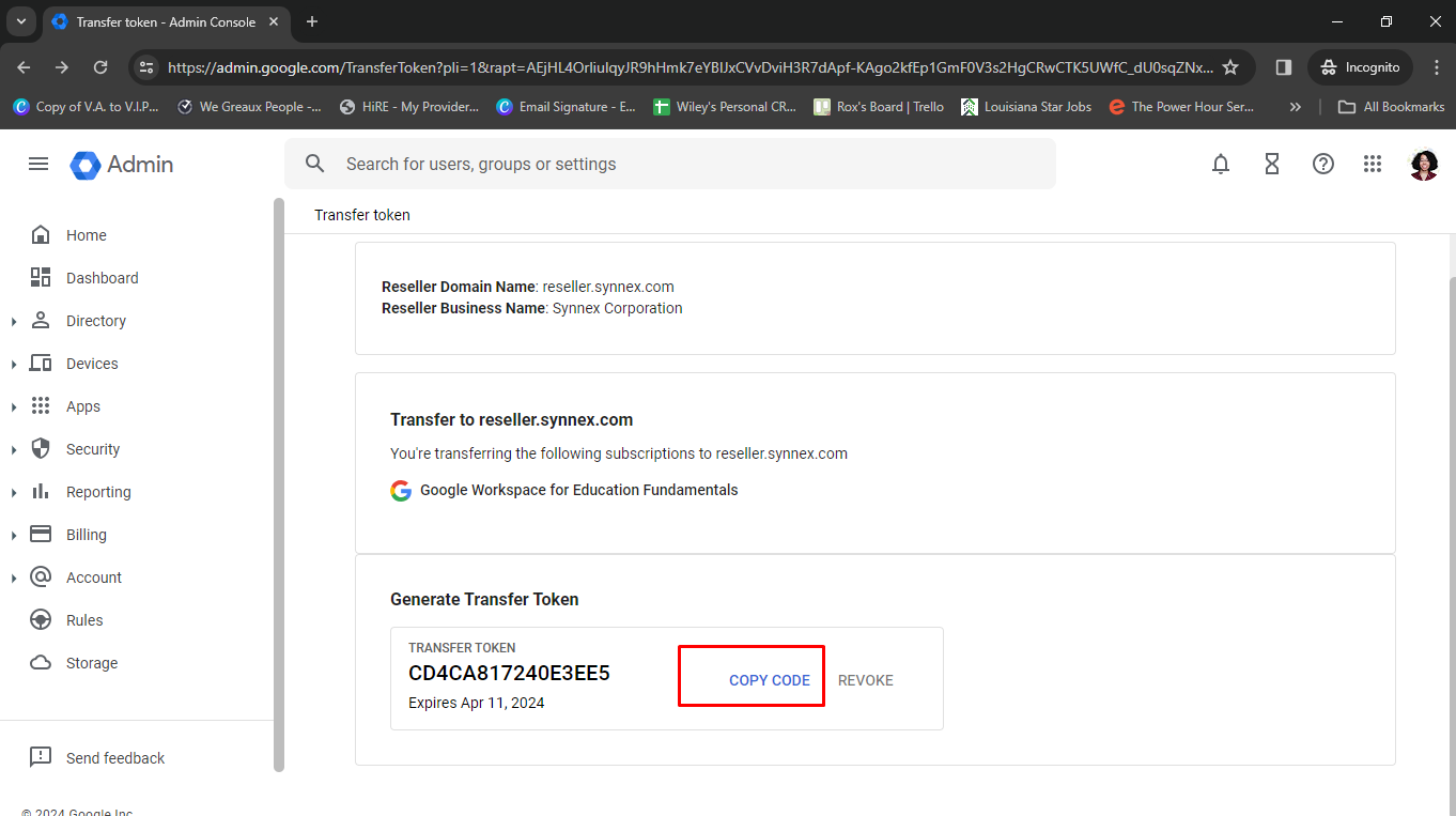 **Click on** 'Copy Code' and send that code over to us!